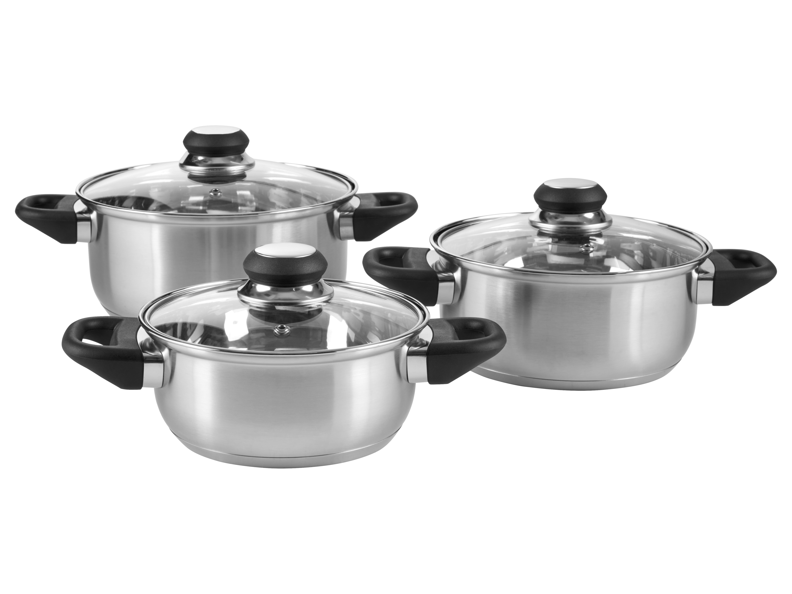 Silvercrest Zestaw 3 garnków ze stali szlachetnej z pokrywkami