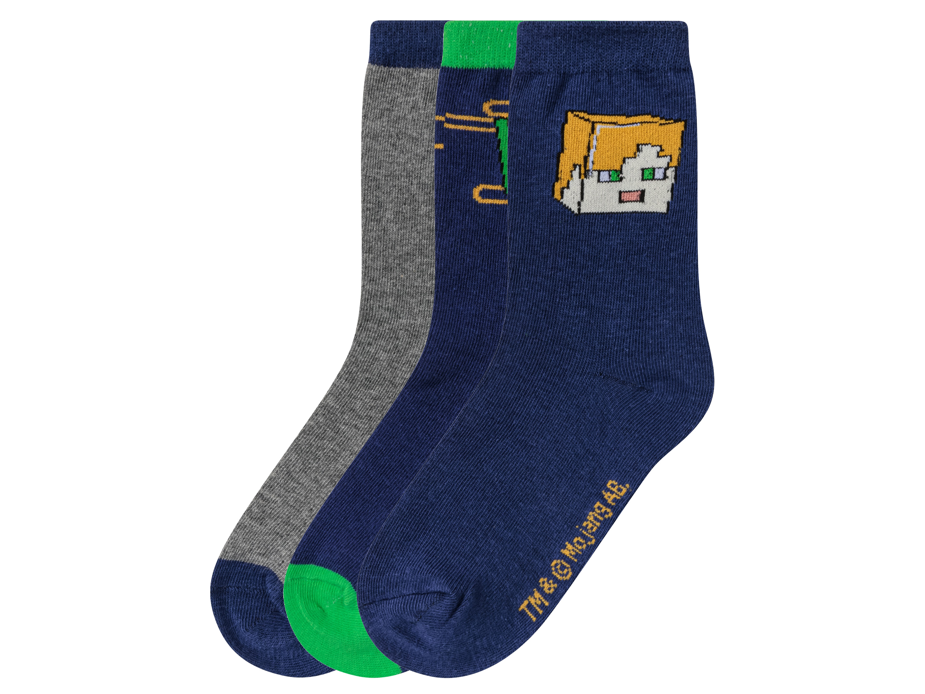 Skarpetki dziecięce, 3 pary Niebieski/szary, 31-34