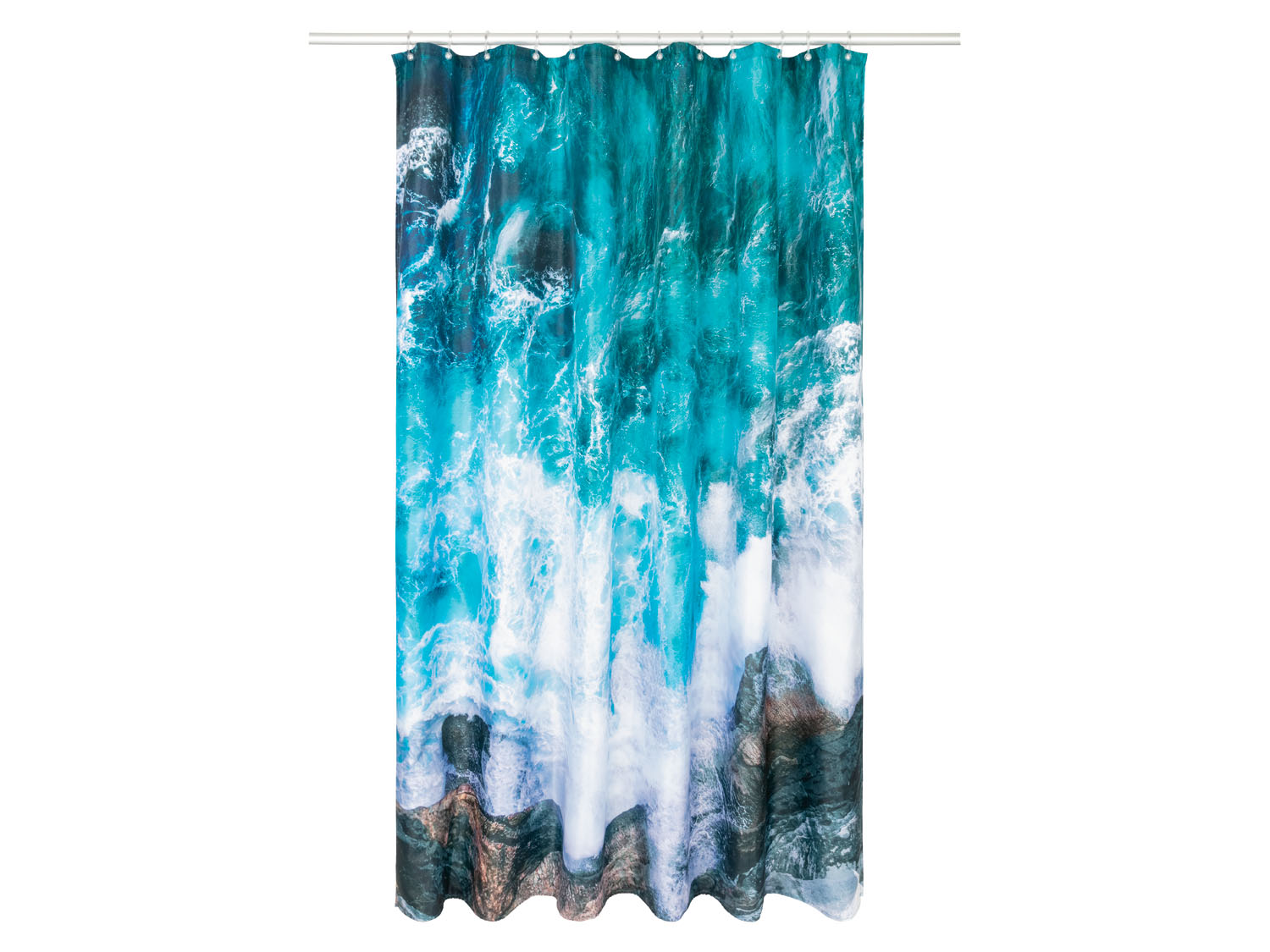 Livarno home Zasłona prysznicowa z zaczepami 180 x 200 cm, 1 sztuka Fale