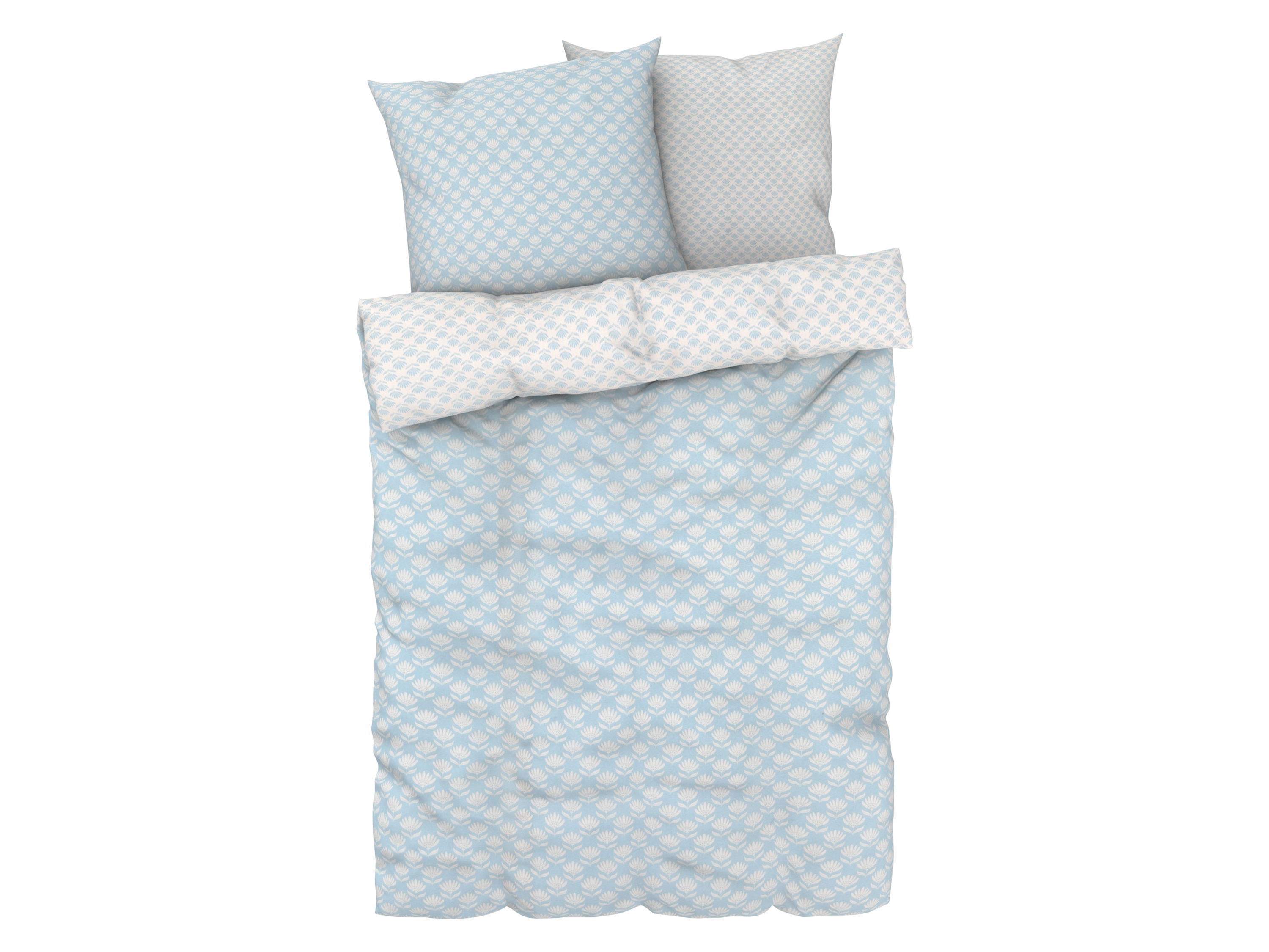 Livarno home Pościel z mikrowłókna satynowego, 220 x 200 cm W kwiaty/ niebieski/ biały