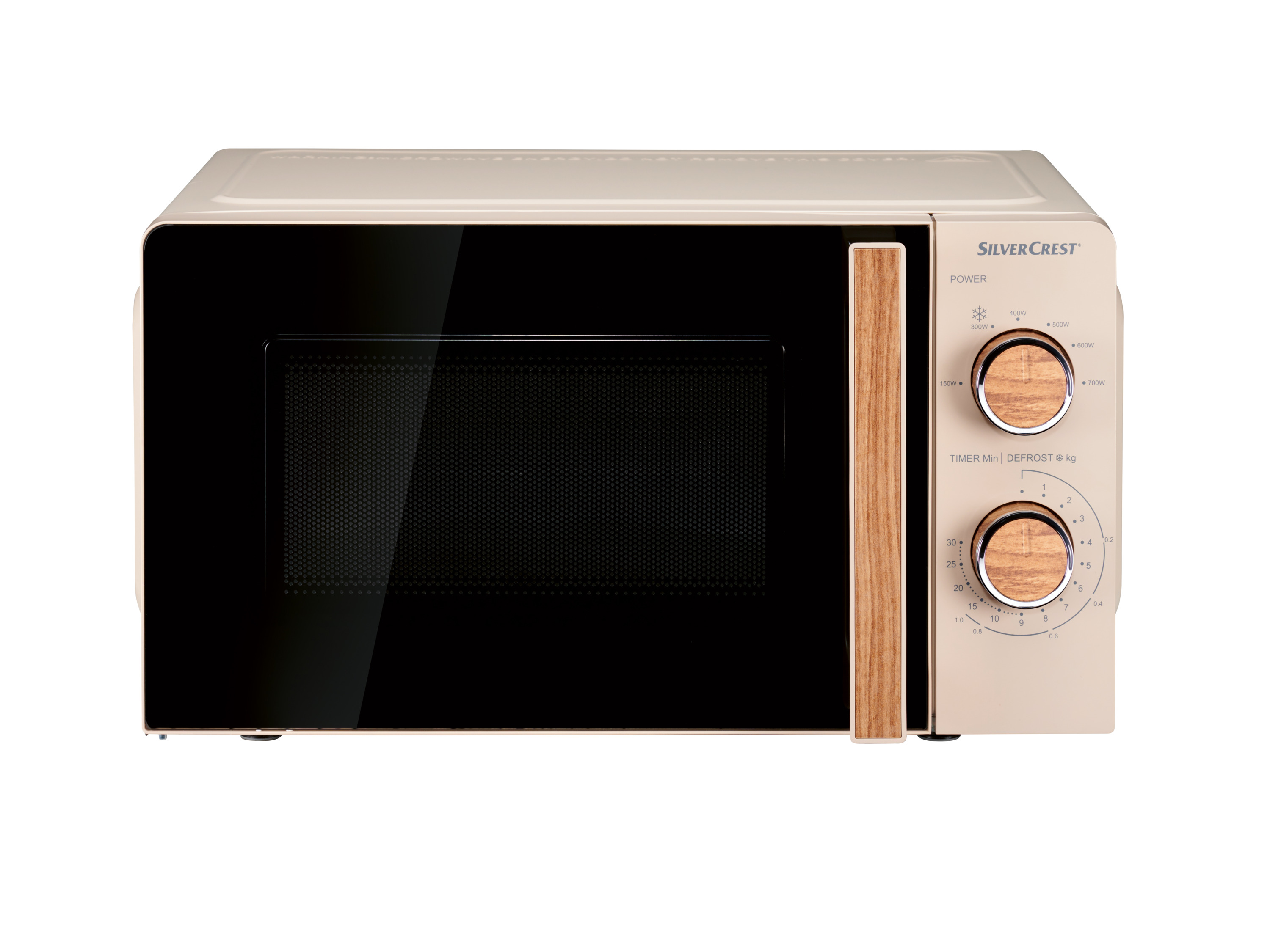 Silvercrest Kitchen Tools Kuchenka mikrofalowa z elementami w optyce drewna, 700 W, biały