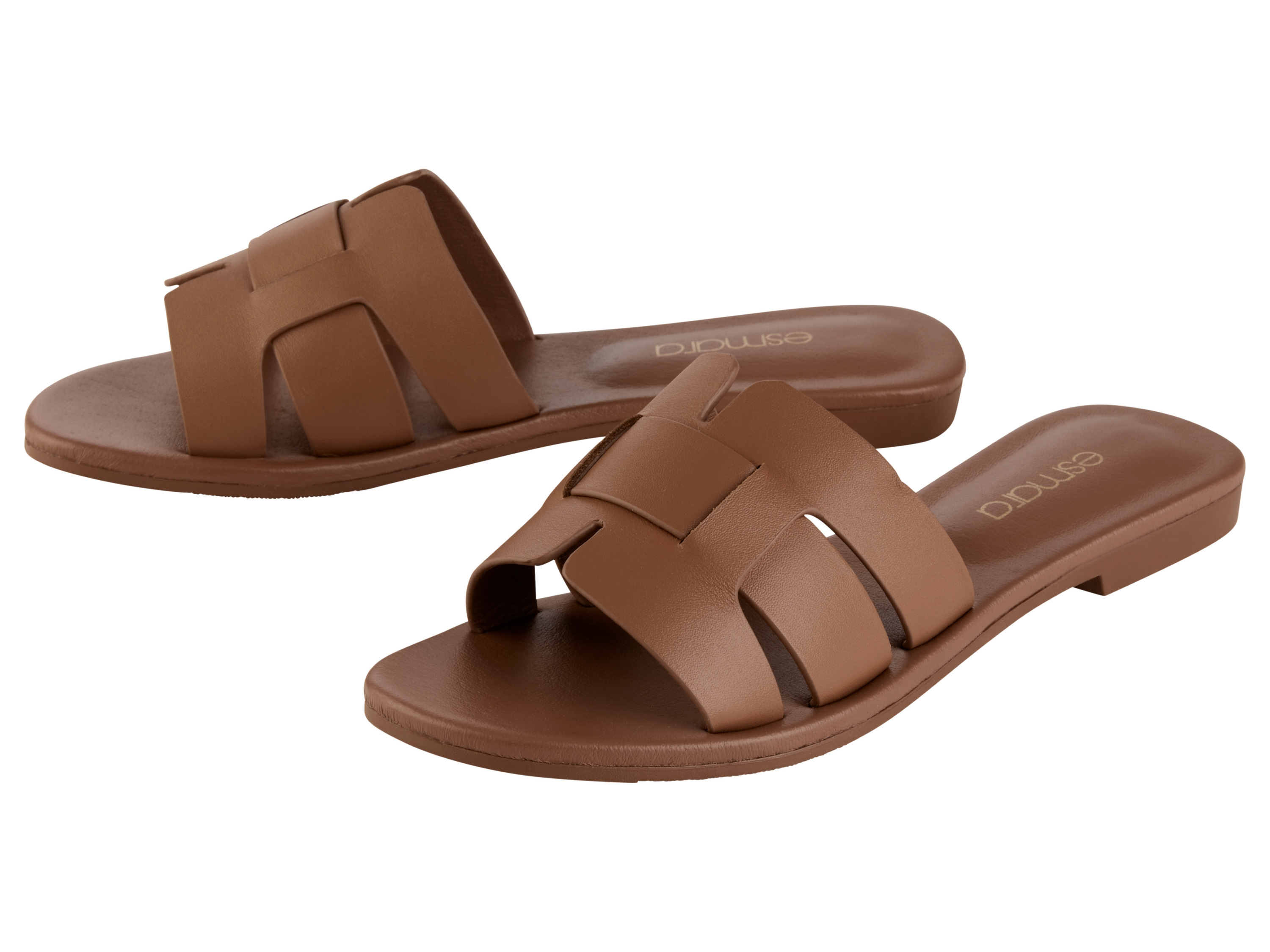 esmara Klapki skórzane damskie Brązowy, 37