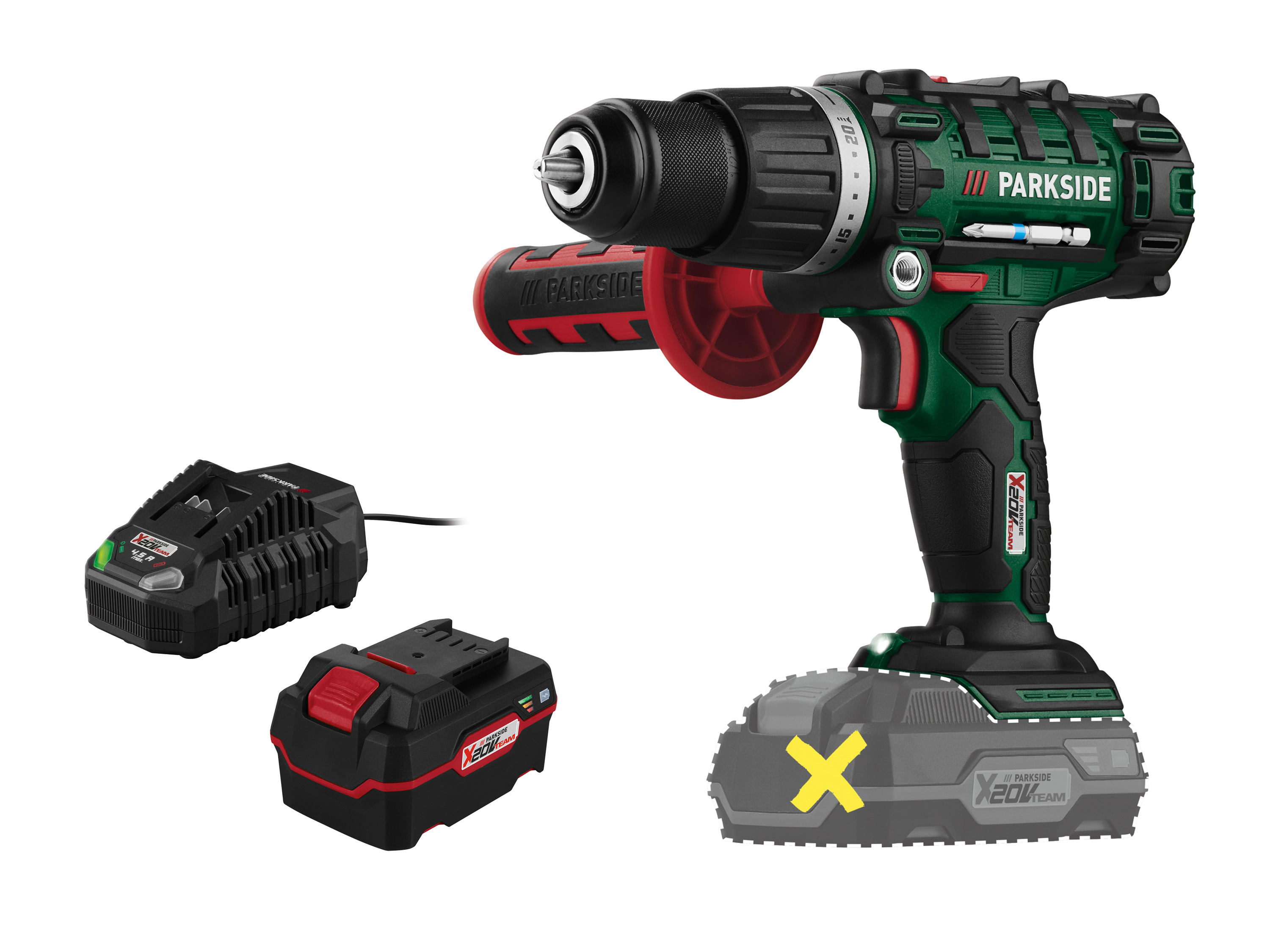 Parkside Zestaw Akumulatorowa wiertarko-wkrętarka udarowa 20 V z akumulatorem 4 Ah i ładowarką