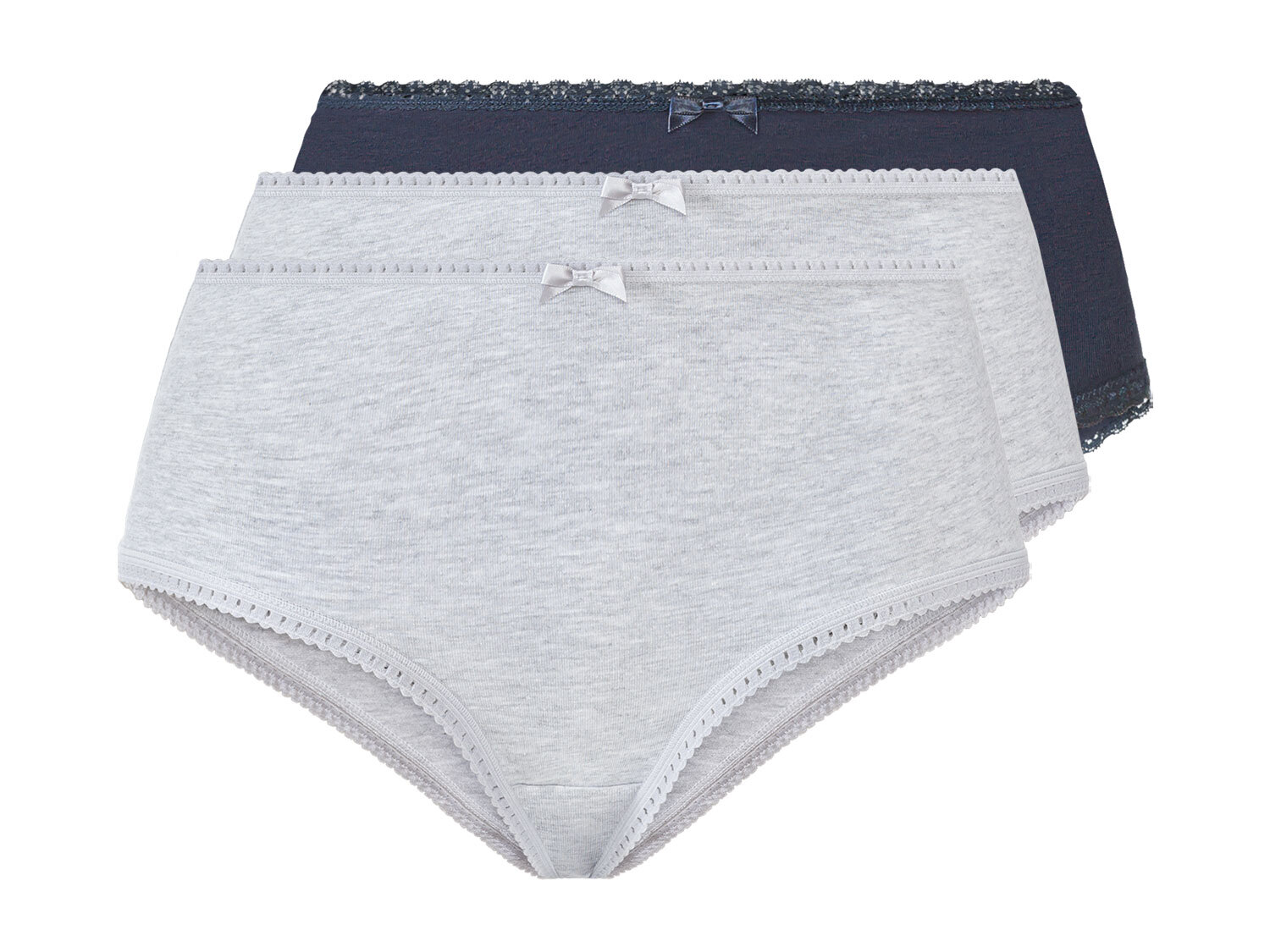 esmara Hipstery damskie z biobawełną, 3 pary XS 32/34, Granatowy/szary