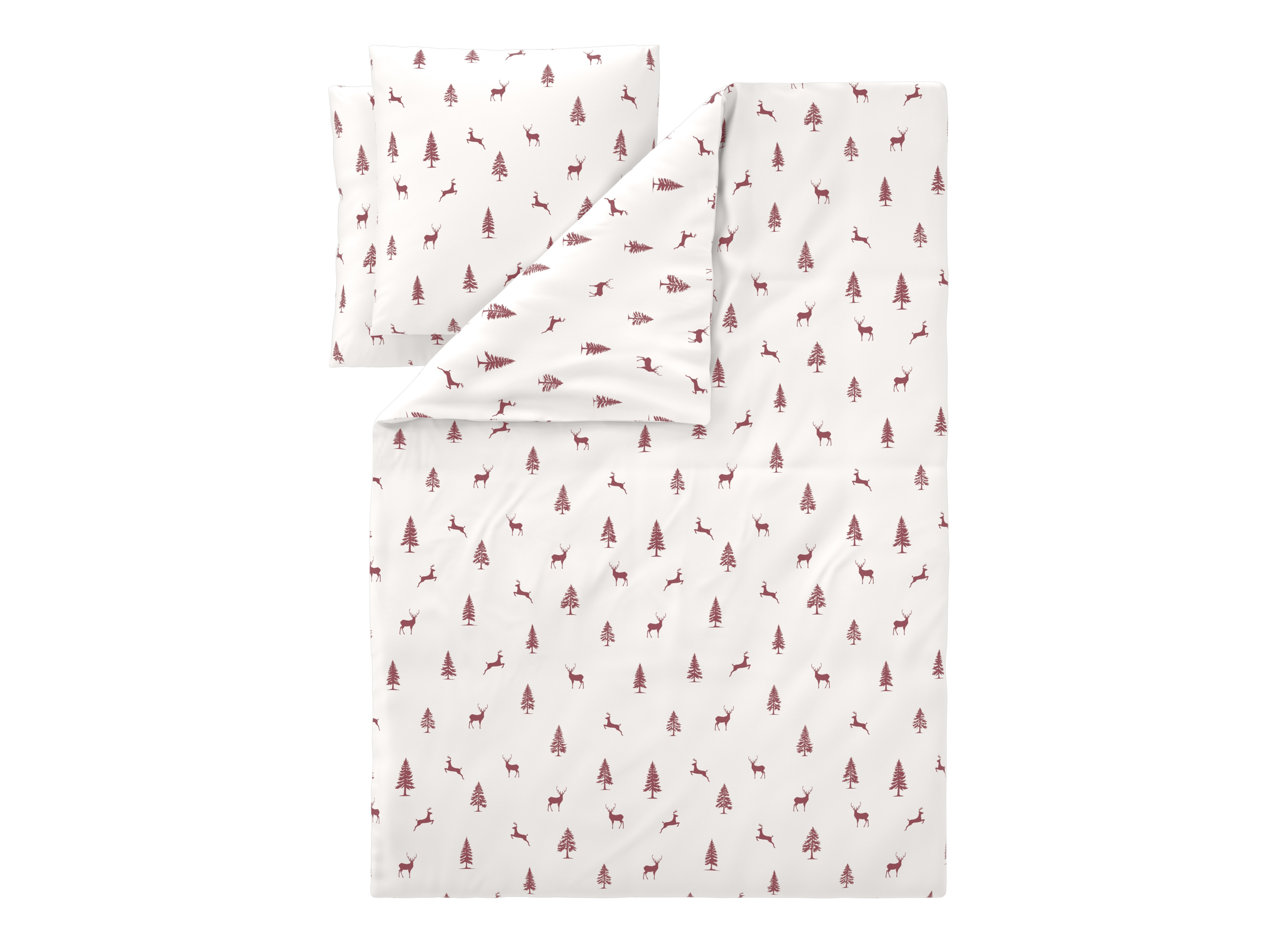 Livarno Pościel flanelowa z bawełną, 160 x 200 cm Jeleń/jodła czerwony
