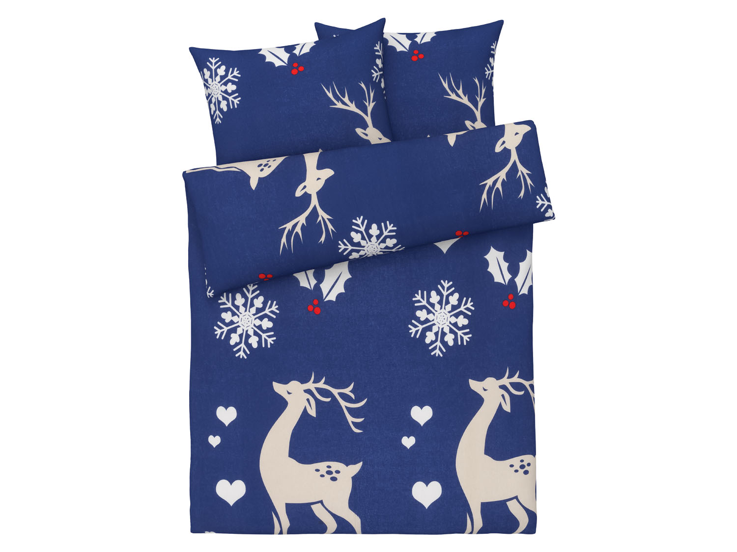 Livarno home Pościel z delikatnej flaneli 160 x 200 cm Jeleń/niebieski