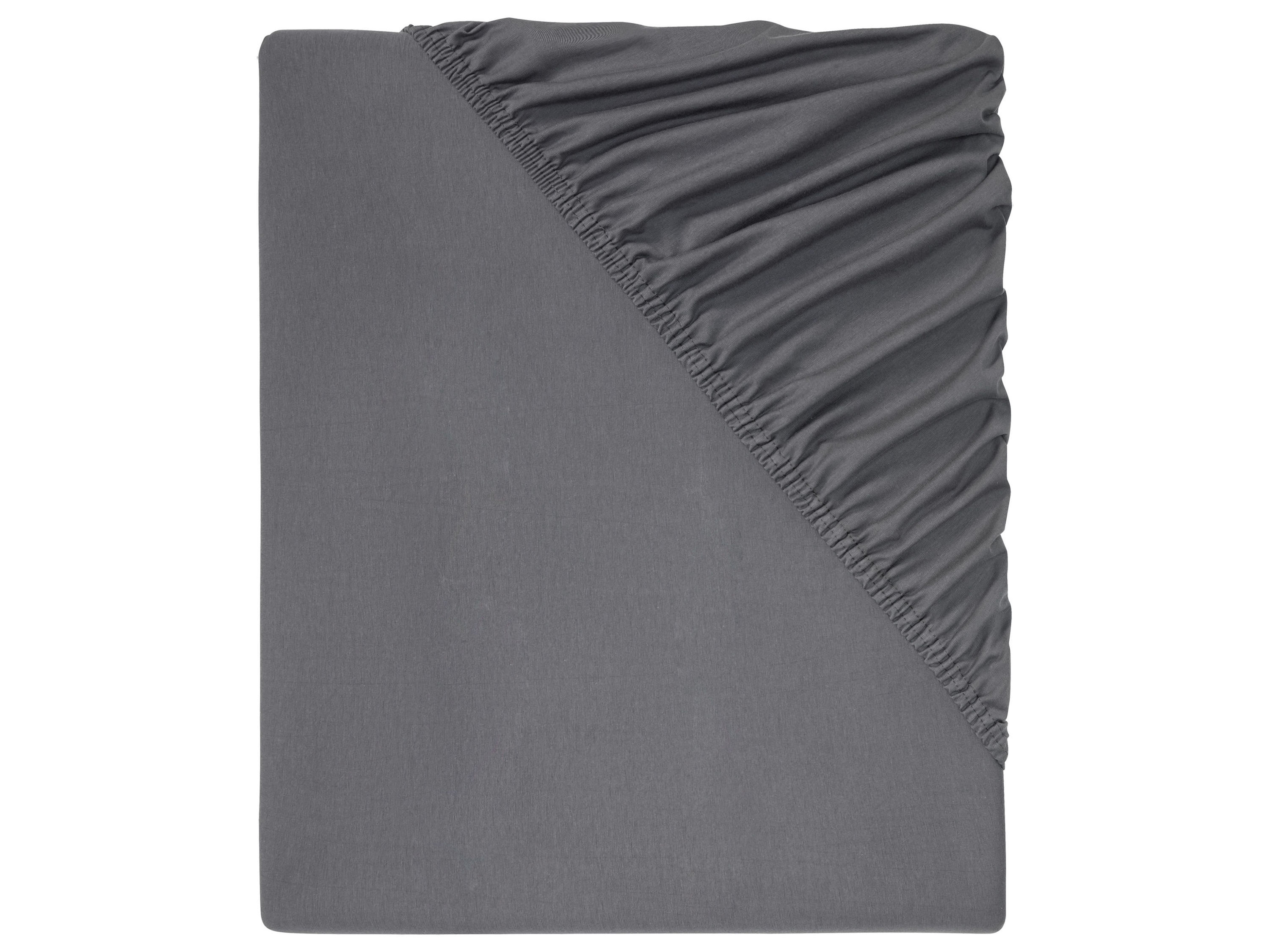 Livarno home Prześcieradło z dżerseju z gumką, 90–100 x 200 cm Ciemnoszary