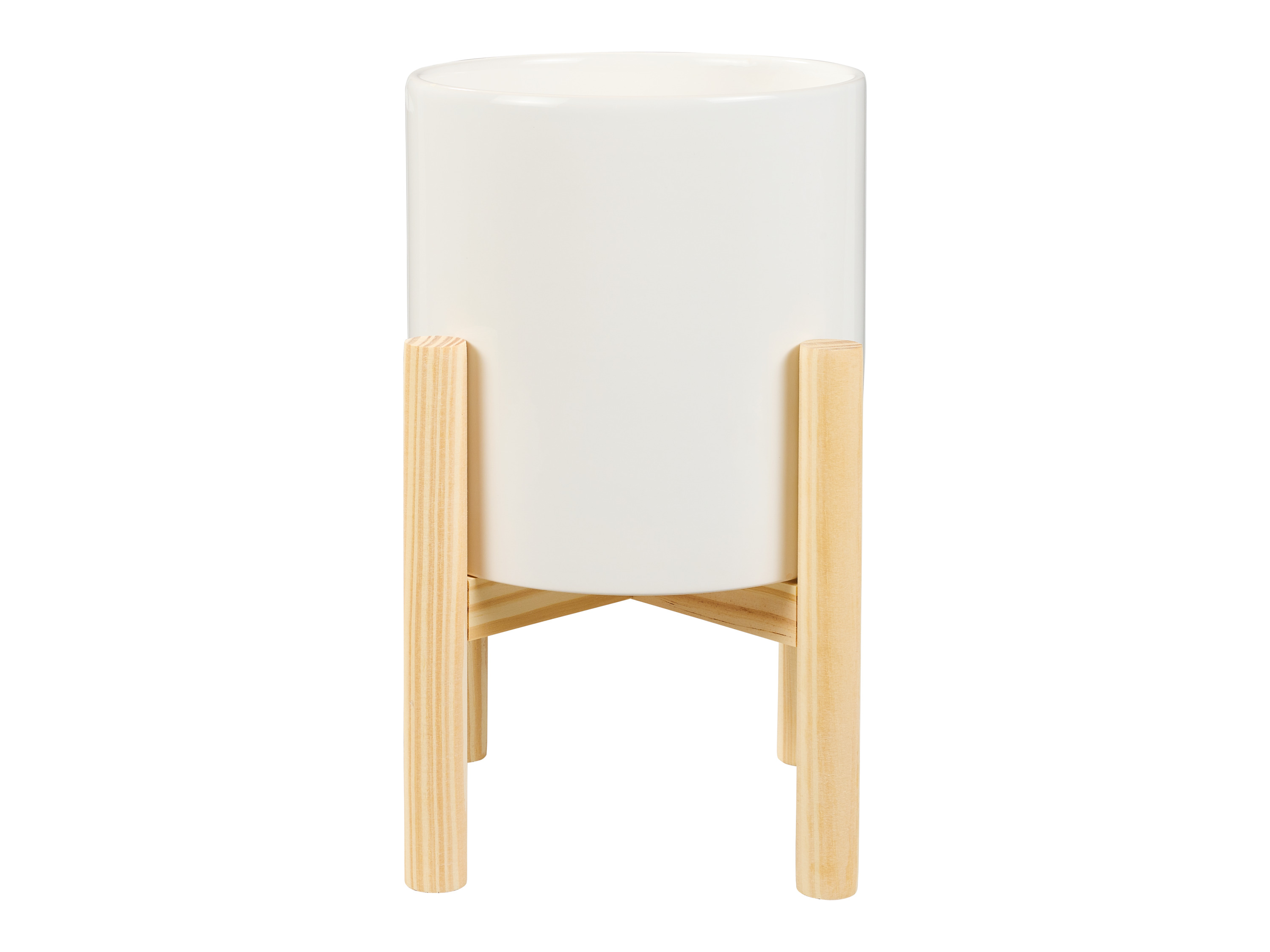 Livarno home Osłonka na doniczkę ze stelażem, z ceramiki i drewna sosnowego Biały