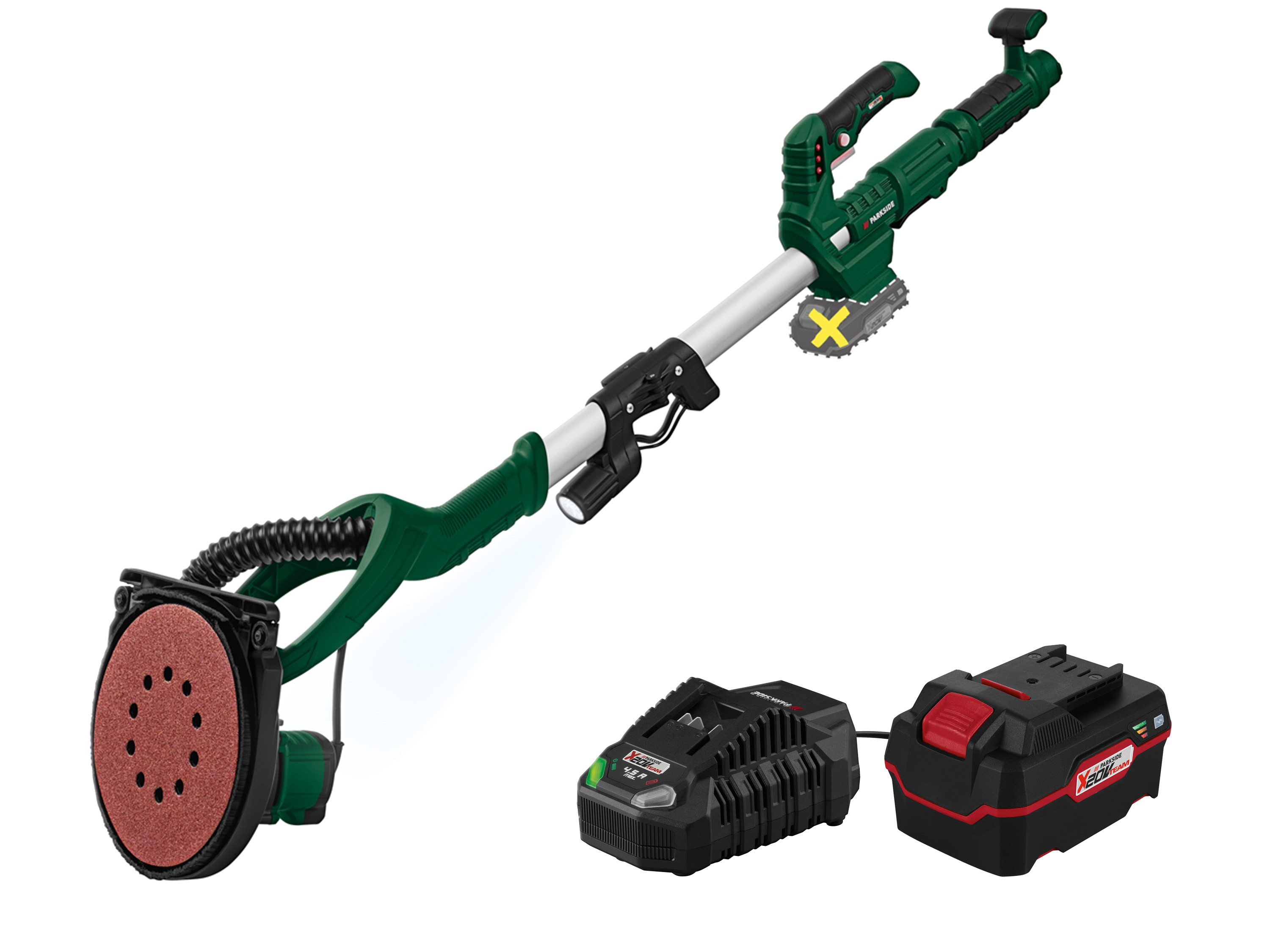 Parkside Zestaw Akumulatorowa szlifierka do ścian i sufitów 20 V z akumulatorem 4 Ah i ładowarką