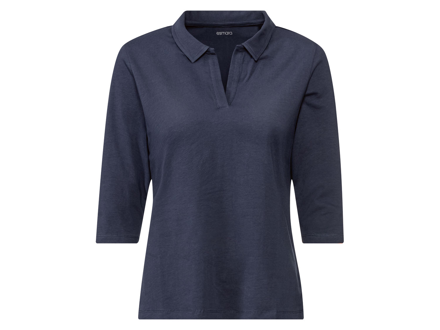 esmara Koszulka polo damska z bawełną, z rękawem 3/4 Ciemnoniebieski, L44/46