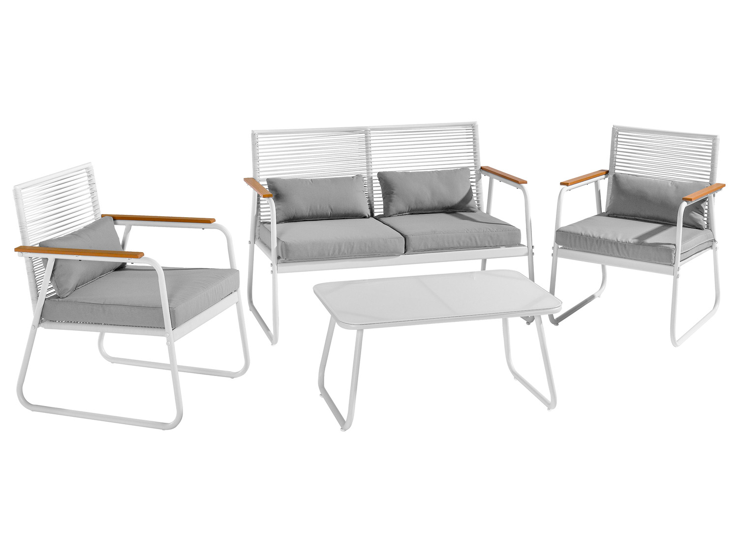 Livarno home Zestaw mebli ogrodowych, 4 elementy, biały