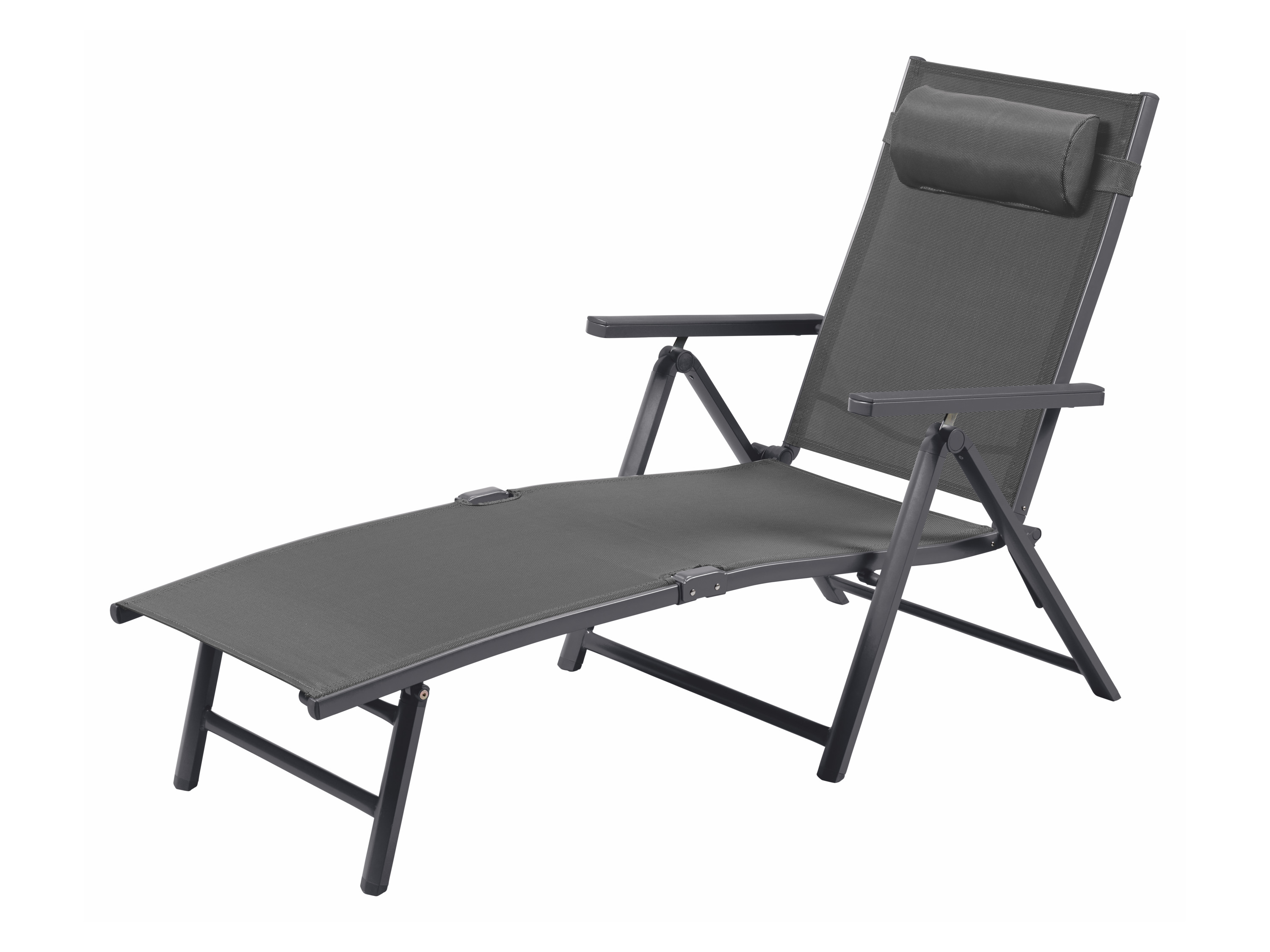 Livarno Aluminiowy leżak ogrodowy z zagłówkiem Houston, antracyt
