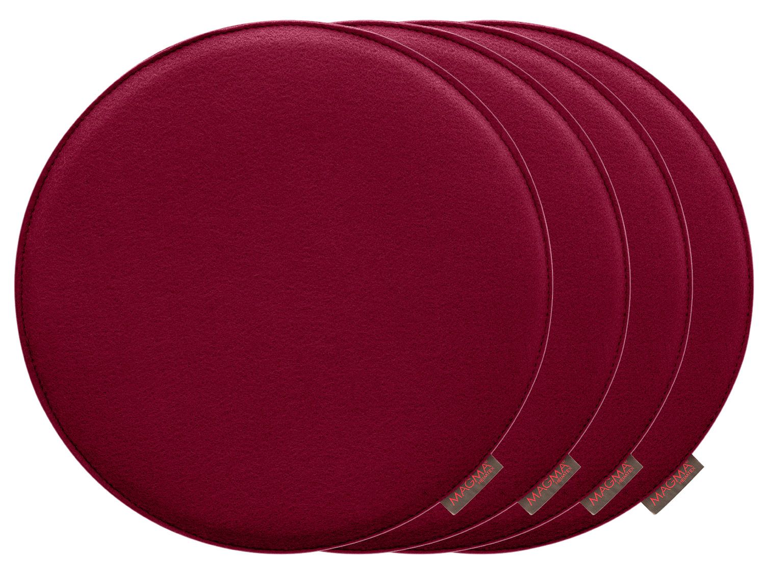 Komplet 4 poduszek na krzesło Magma Avaro Okrągły, Bordowy