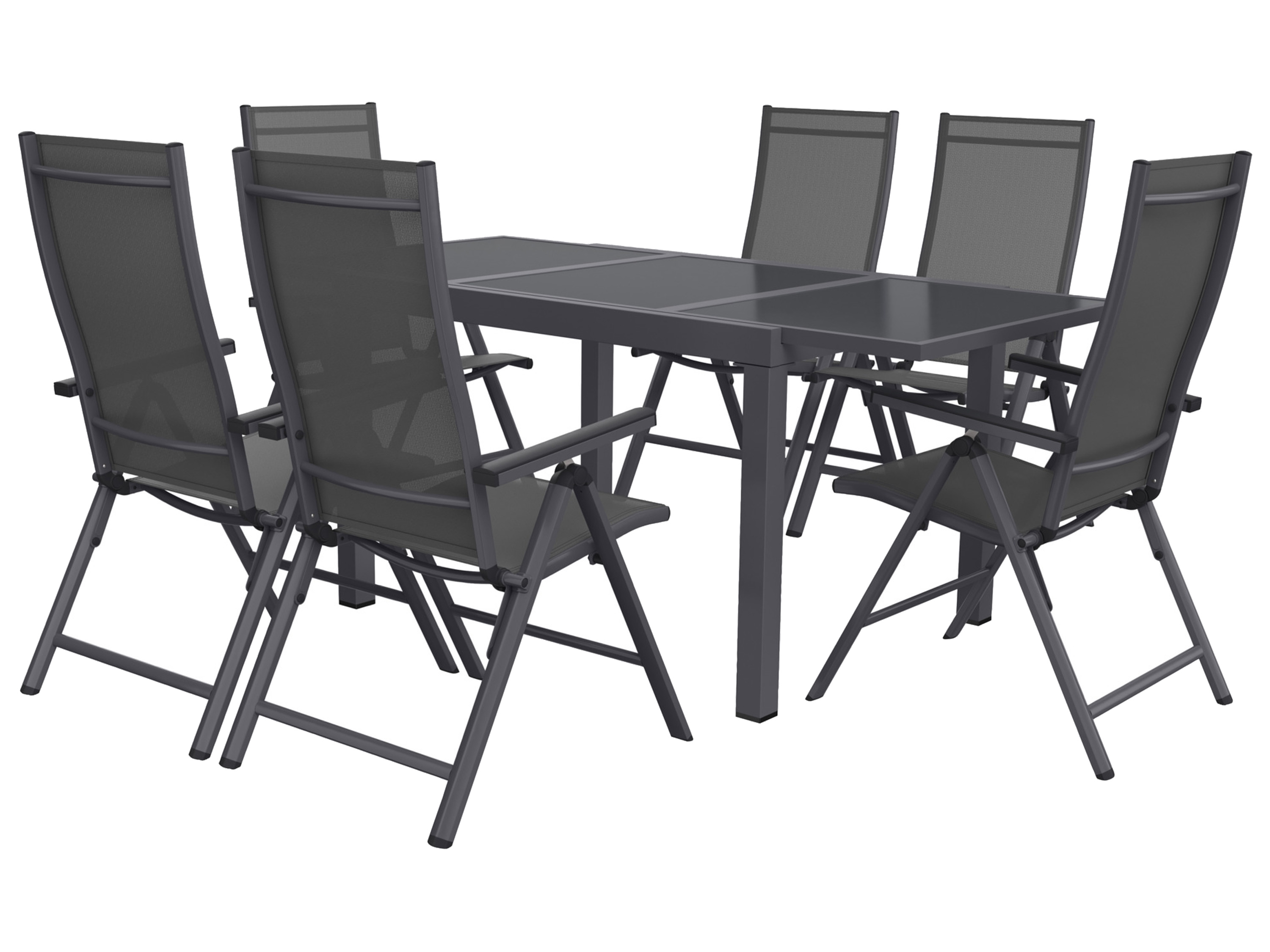 Livarno home Zestaw aluminiowych mebli ogrodowych Houston, stół rozkładany i 6 foteli