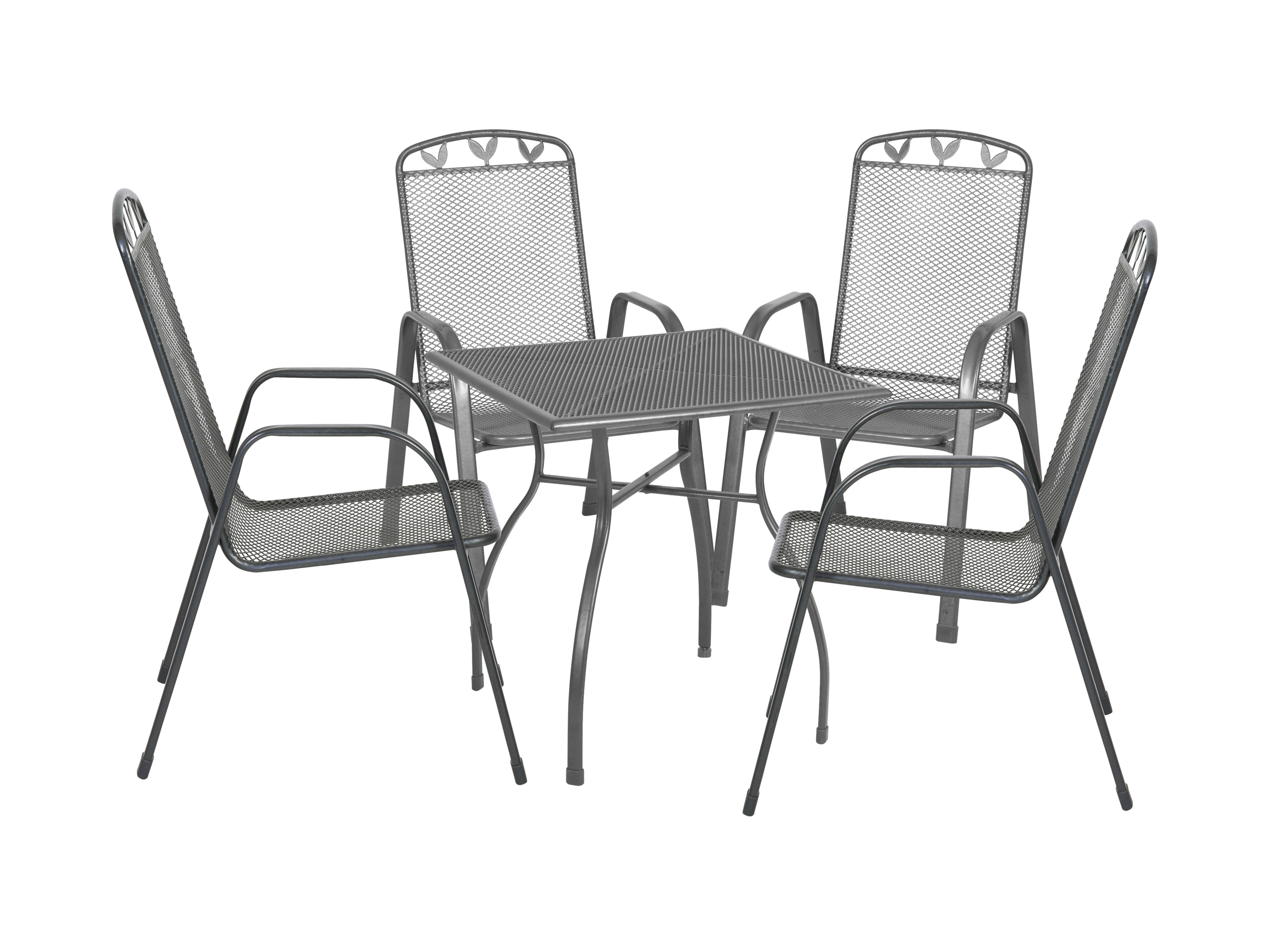 Greemotion Zestaw mebli ogrodowych »Toulouse« Stół + 4 krzesła sztaplowane, 70 x 74 x 70 cm