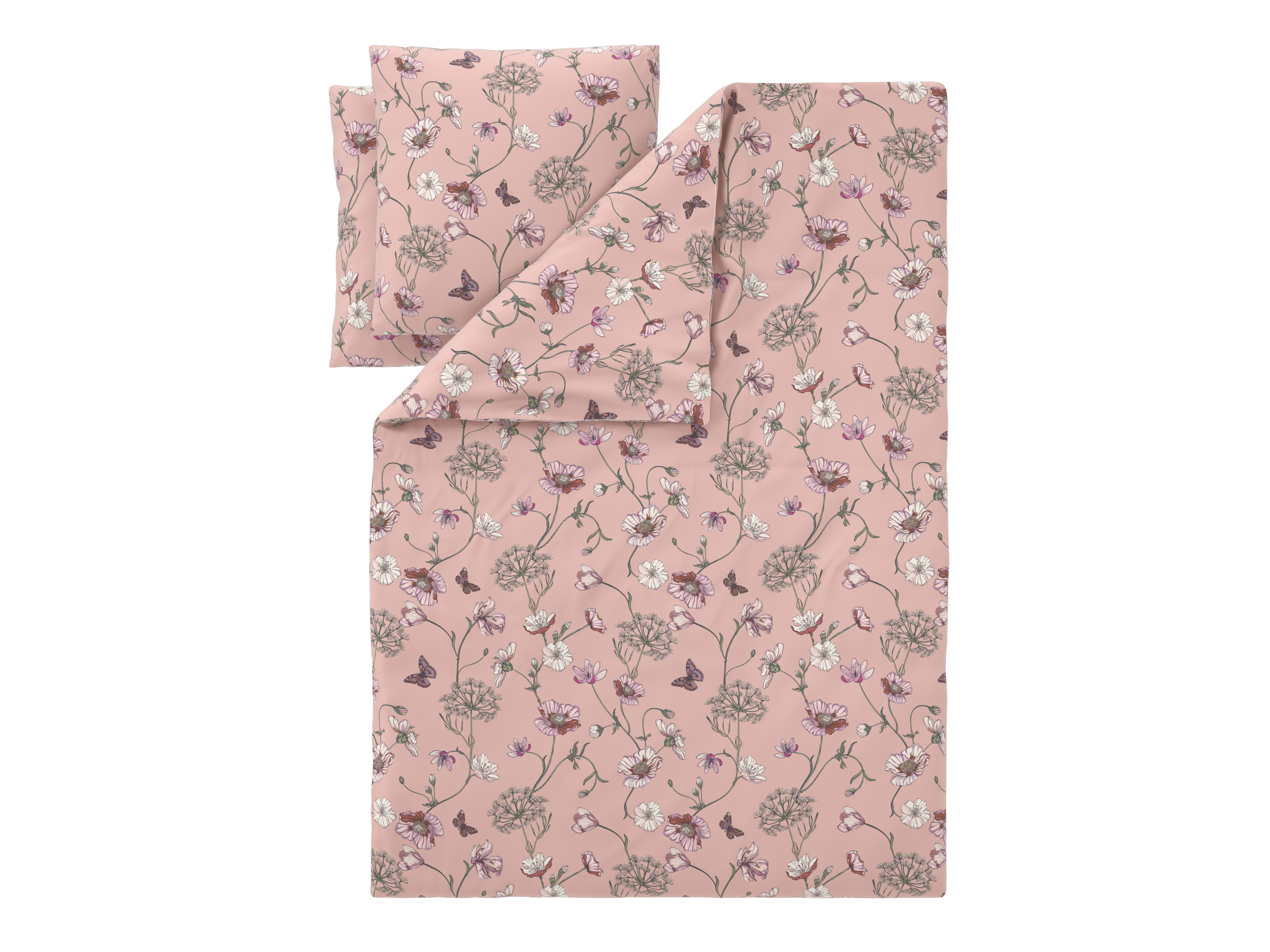Livarno Pościel z mikrowłókna satynowego, 220 x 200 cm Motyle/różowy