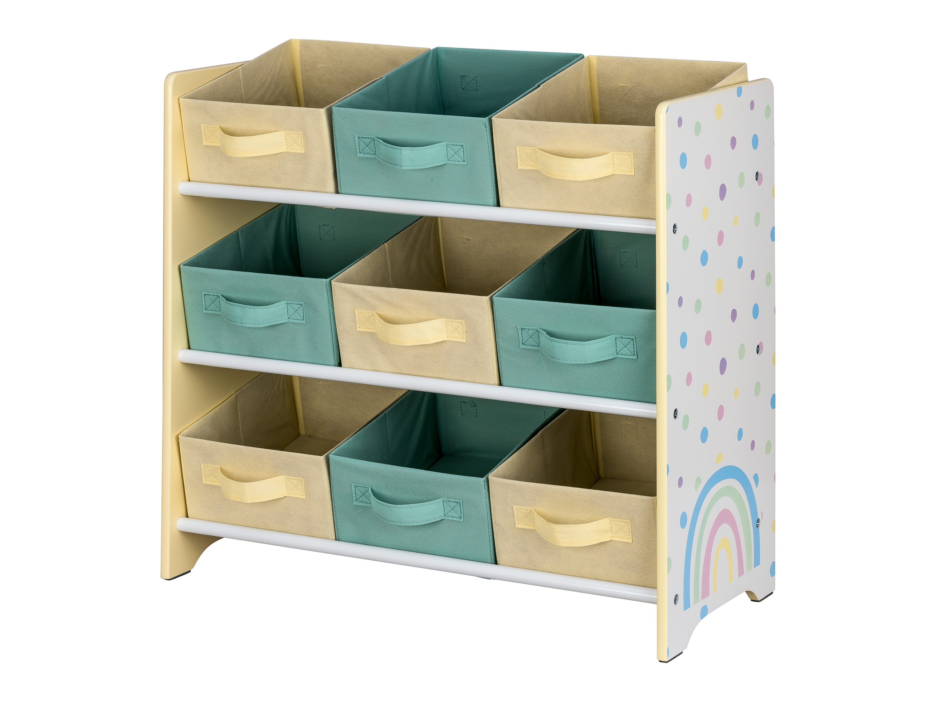 Livarno home Regał z 9 wyjmowanymi, tekstylnymi pojemnikami Tęczowy żółty
