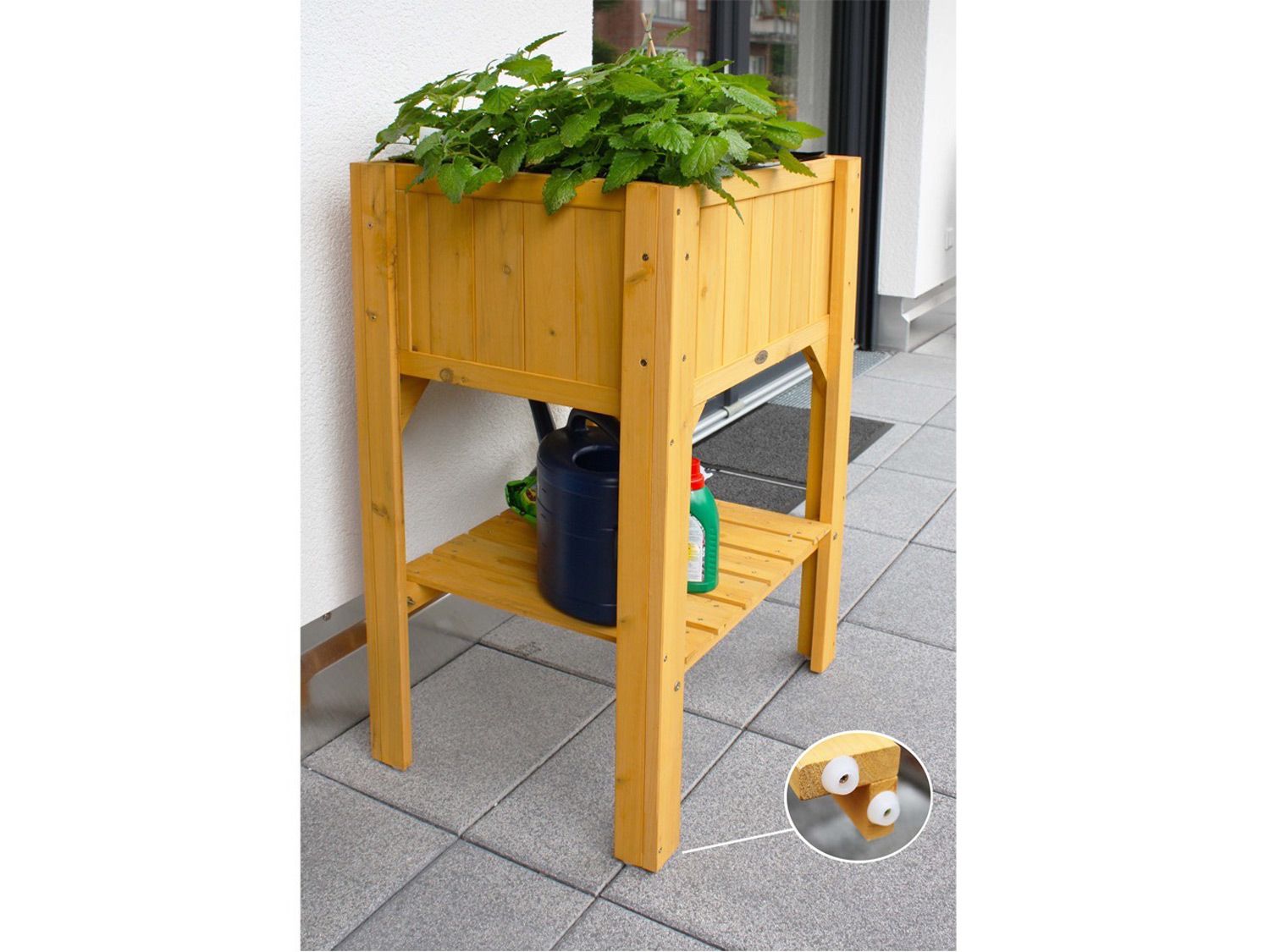 Habau Grządka podwyższona, drewniana „Kompakt” z półką i folią do sadzenia Naturalny