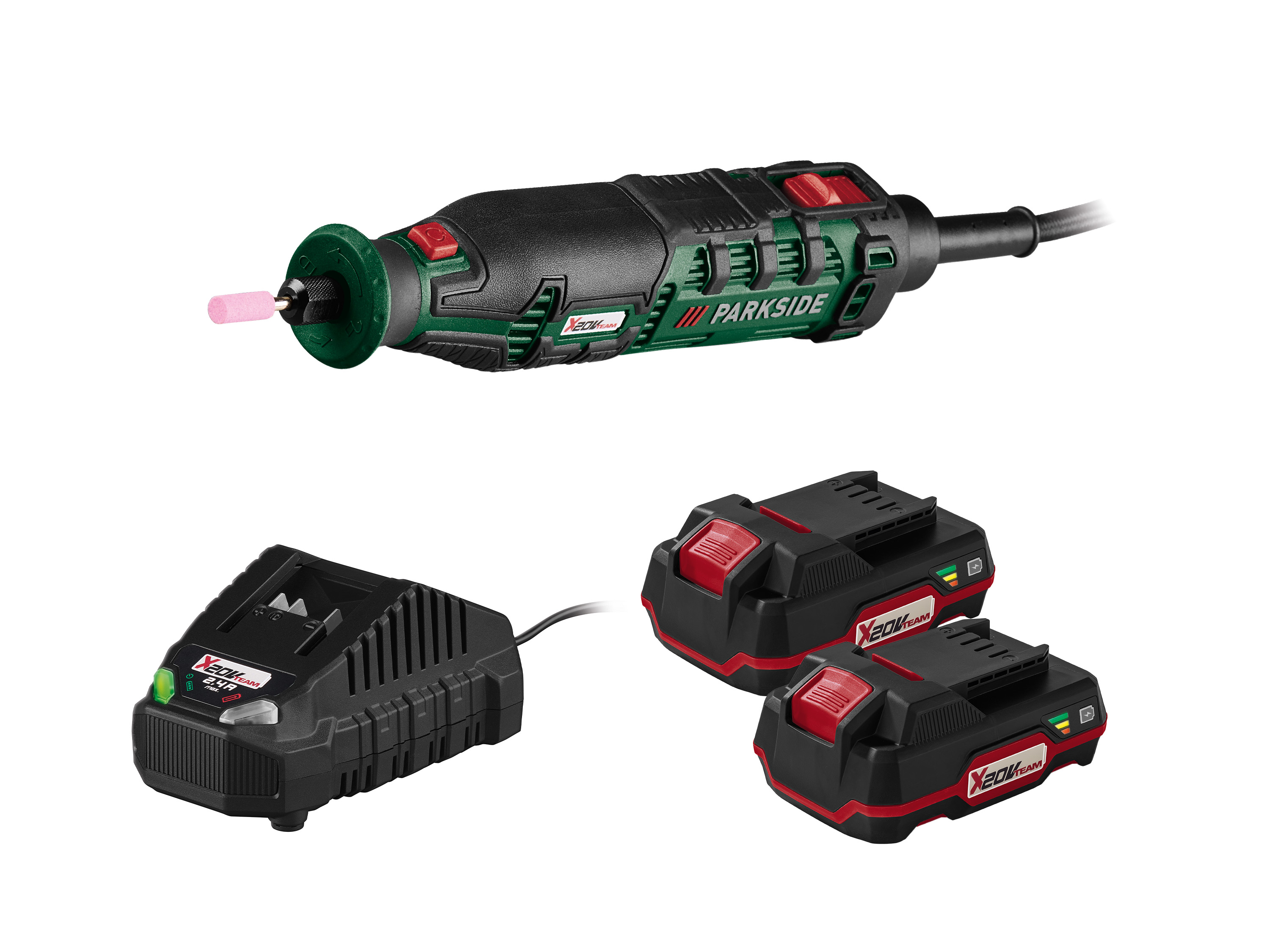 Parkside Akumulatorowy zestaw modelarski 20 V z 2 akumulatorami 2 Ah i ładowarką 4,5 A