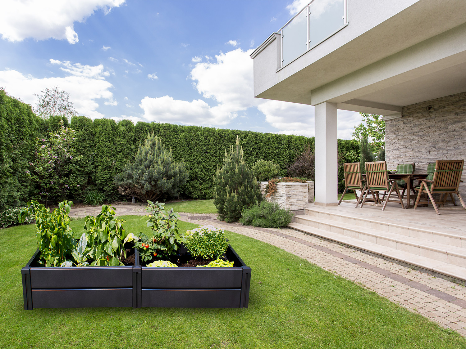 KHW Grządka podwyższona „Demeter” z tworzywa sztucznego, antracyt 336 l, L