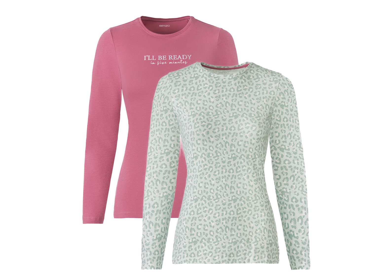 esmara Bluzki damskie z bawełny, 2 sztuki XS 32/34, Miętowy/różowy