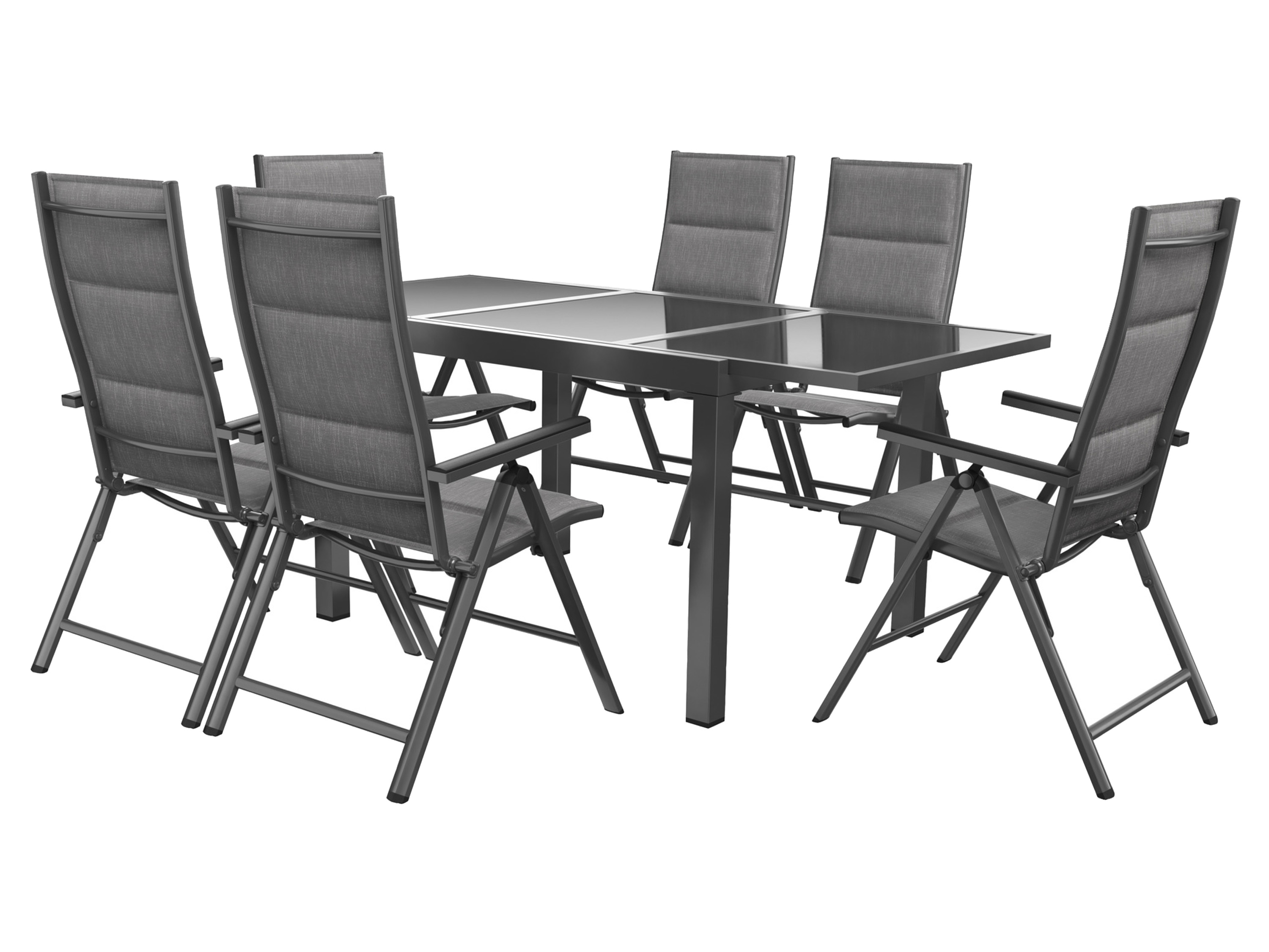 Livarno home Zestaw aluminiowych mebli ogrodowych Toronto, stół rozkładany i 6 foteli