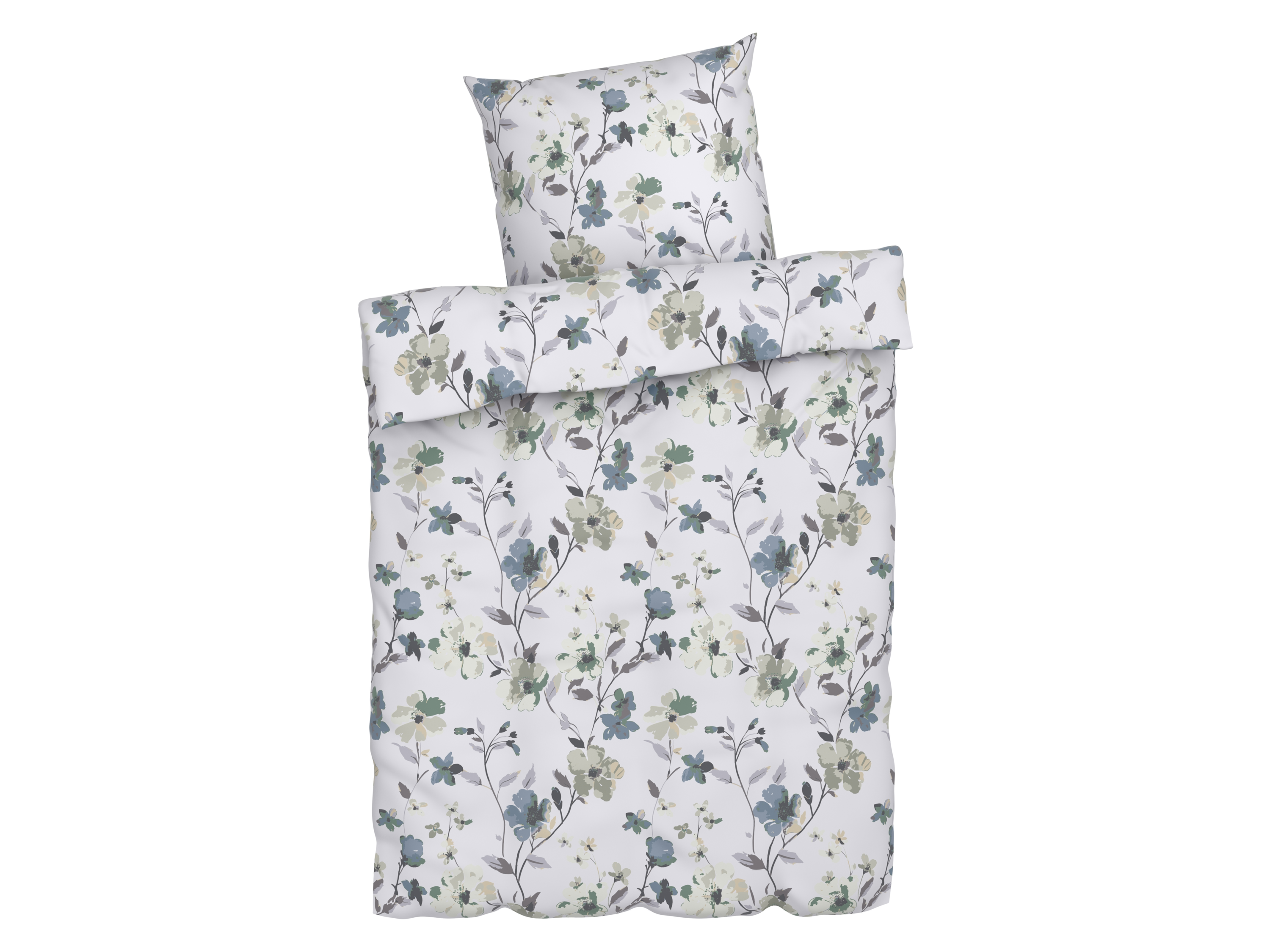 Livarno home Pościel z bawełny renforcé, 140 x 200 cm Kwiaty/ biały/ niebieski
