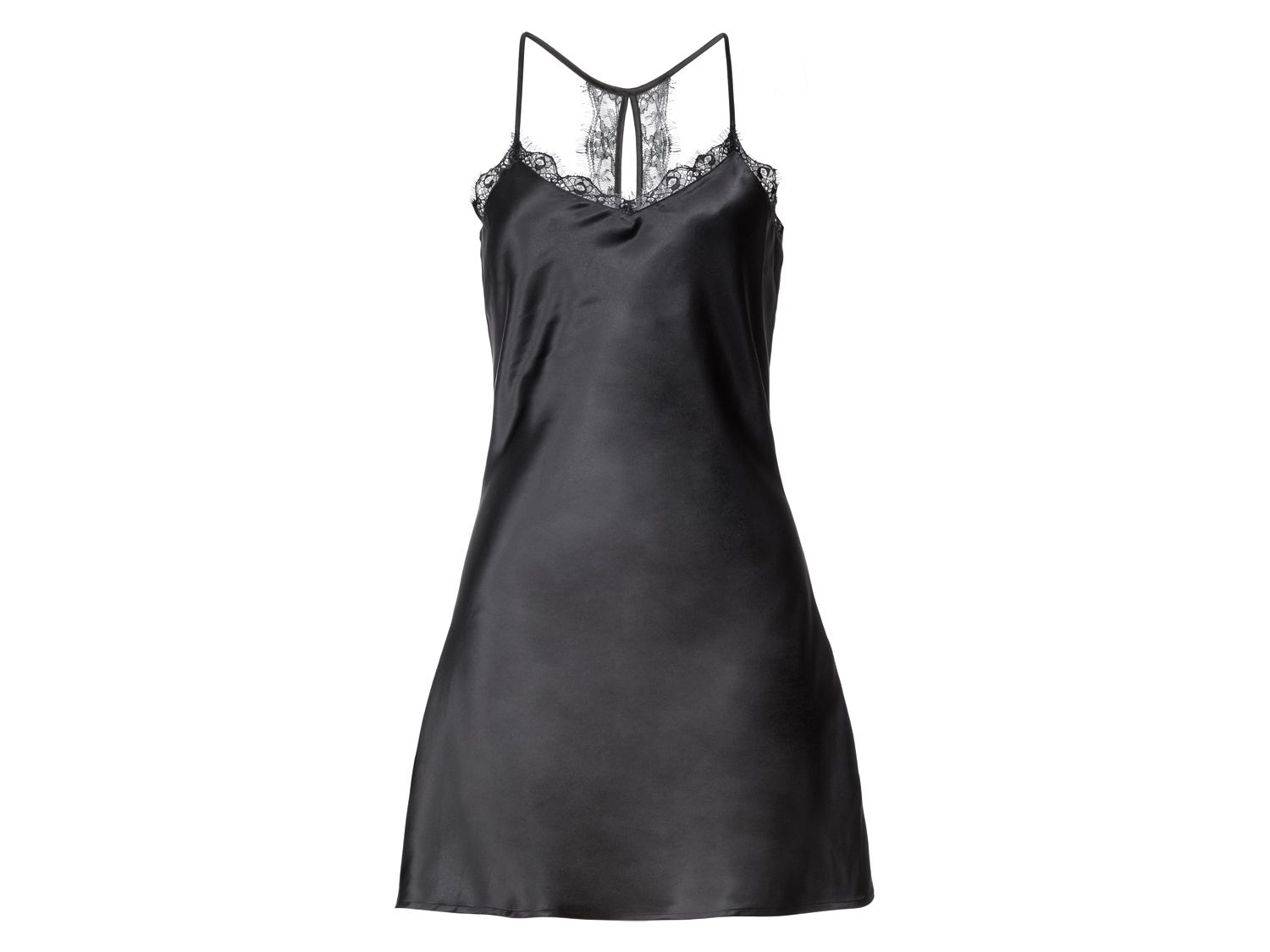 Esmara Lingerie Satynowa koszula nocna, 1 sztuka Czarny, 34