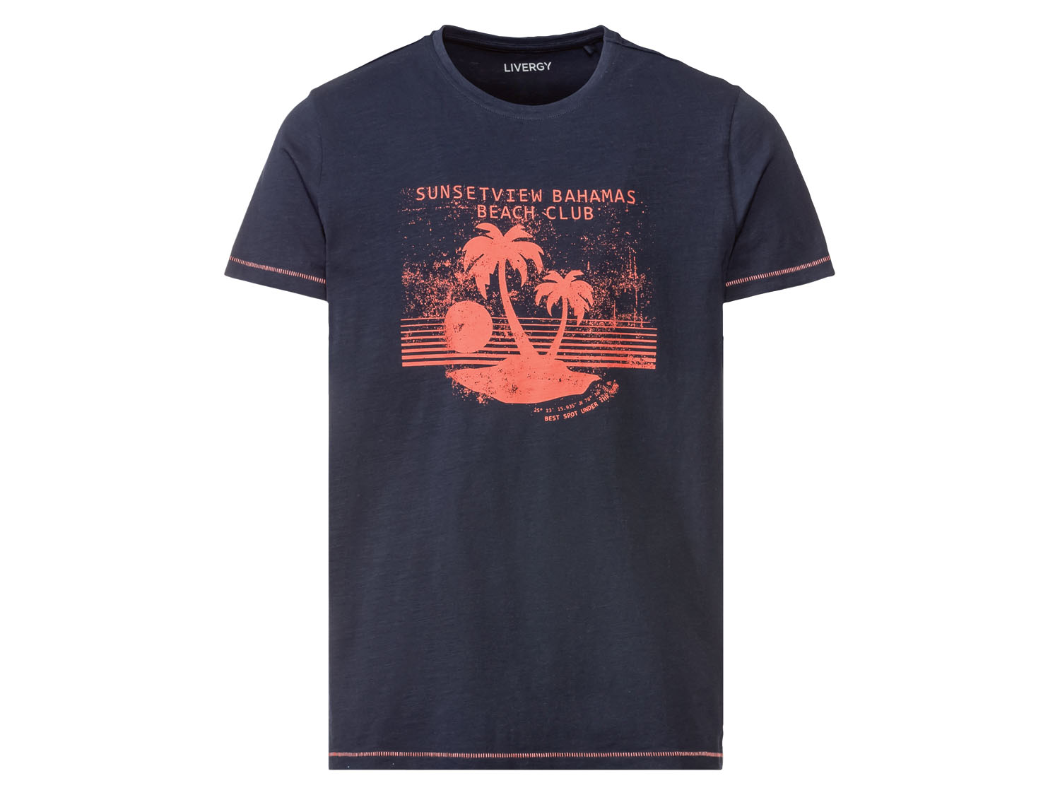 Livergy T-shirt męski z bawełny, 1 sztuka S44/46, Granatowy