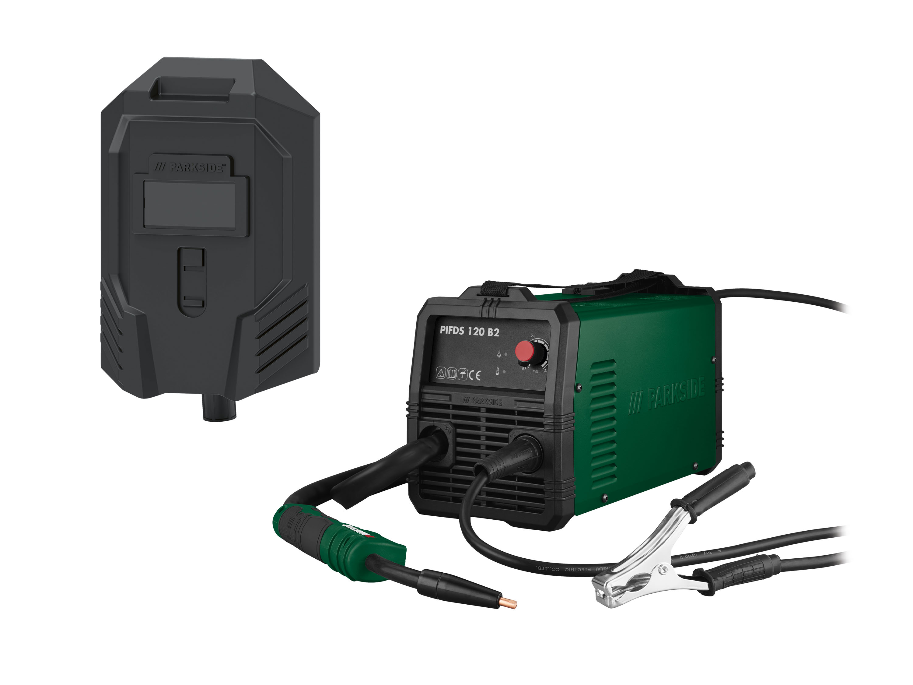 Parkside Zestaw Spawarka inwertorowa Flux 230 V, 120 A i przyłbica spawalnicza