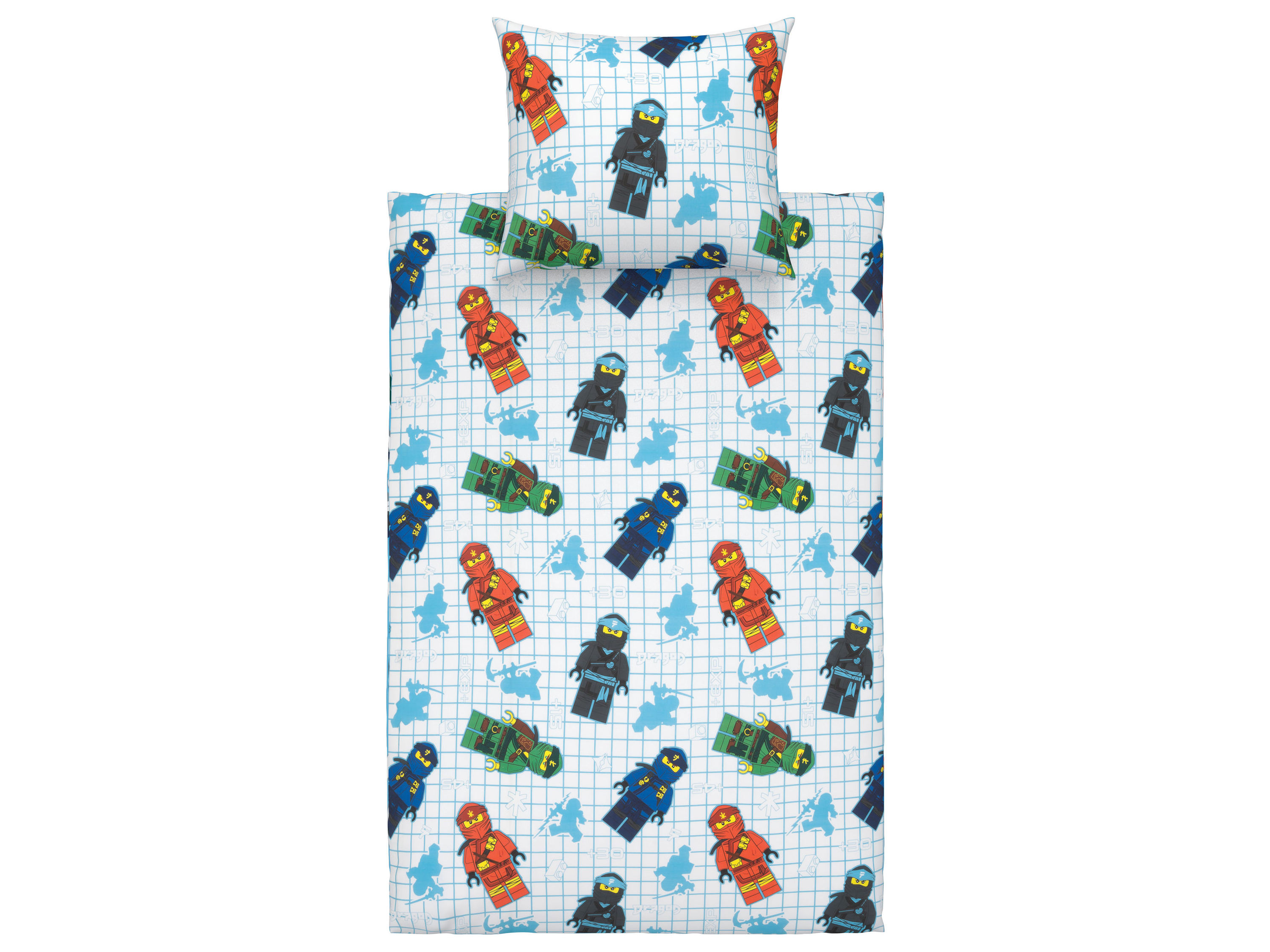 Dwustronna pościel dziecięca Lego Ninjago, 140 x 200 cm We wzory niebieski/ biały