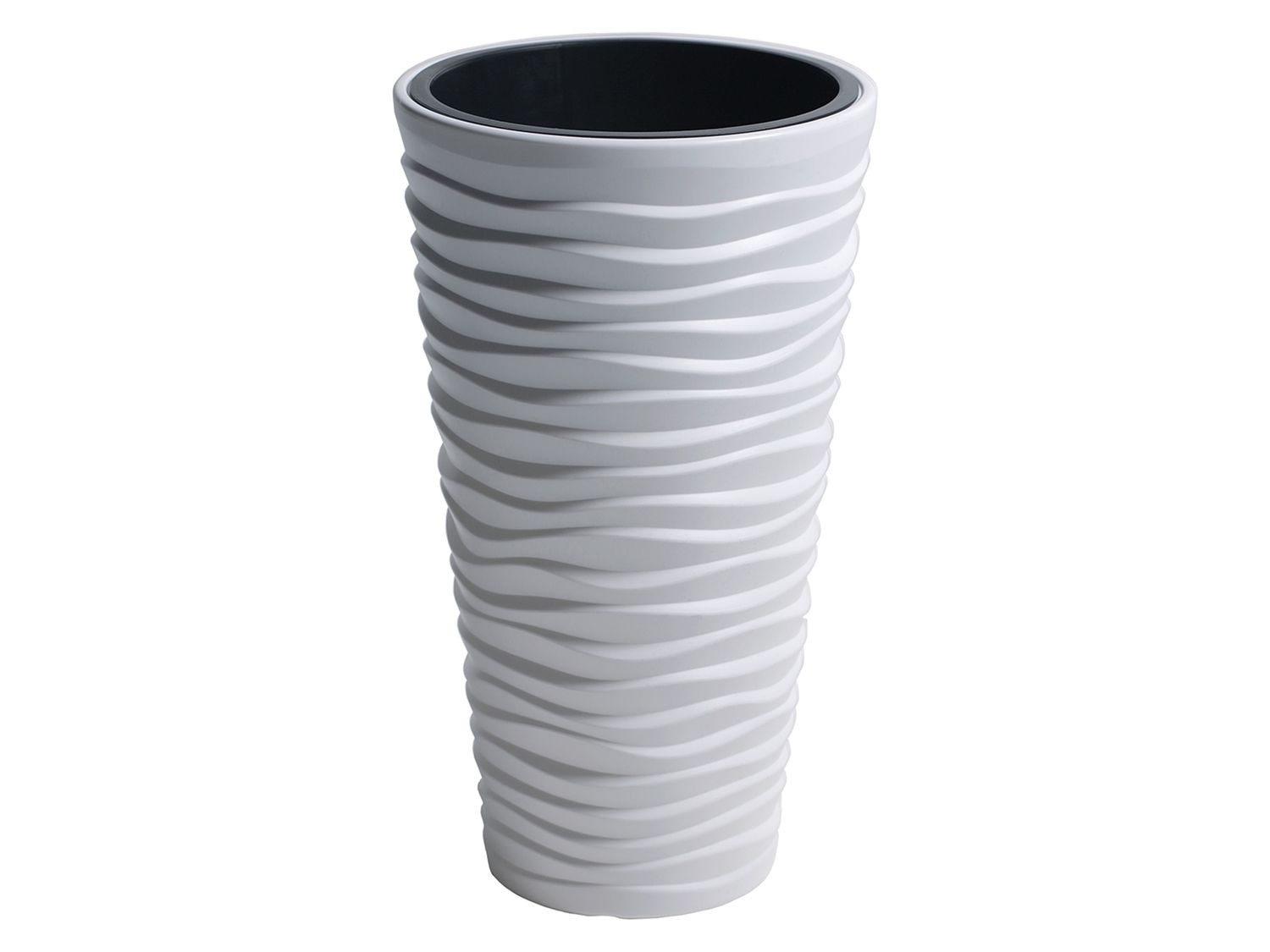 Prosperplast Doniczka Sand Slim, wyjmowany wkład, z poziomymi falami 35 x 62 x 35 cm szer. x wys. x gł., Biały