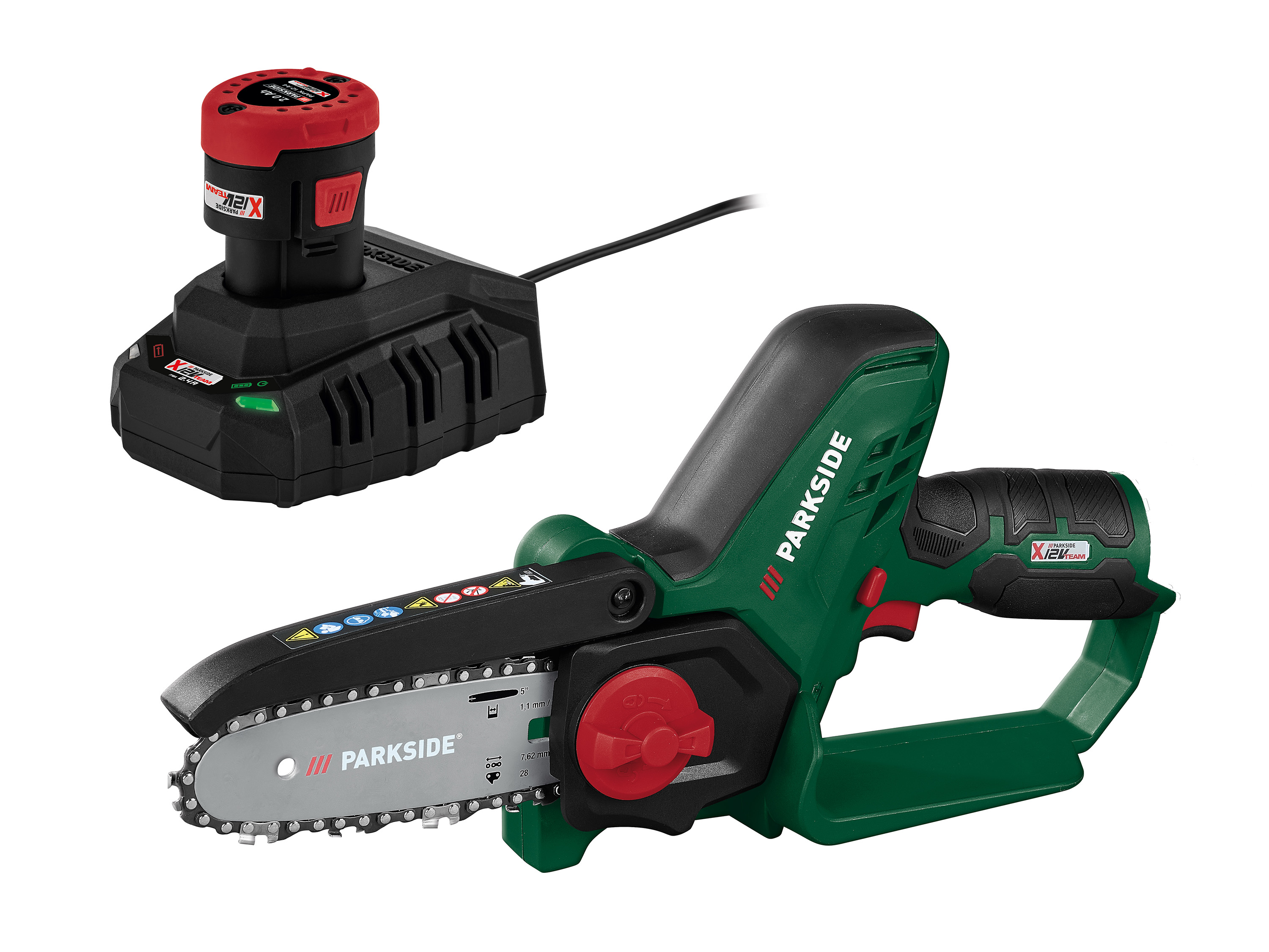 Parkside Zestaw Akumulatorowa pilarka do gałęzi 12 V z akumulatorem, 2 Ah i ładowarką, 2,4 A