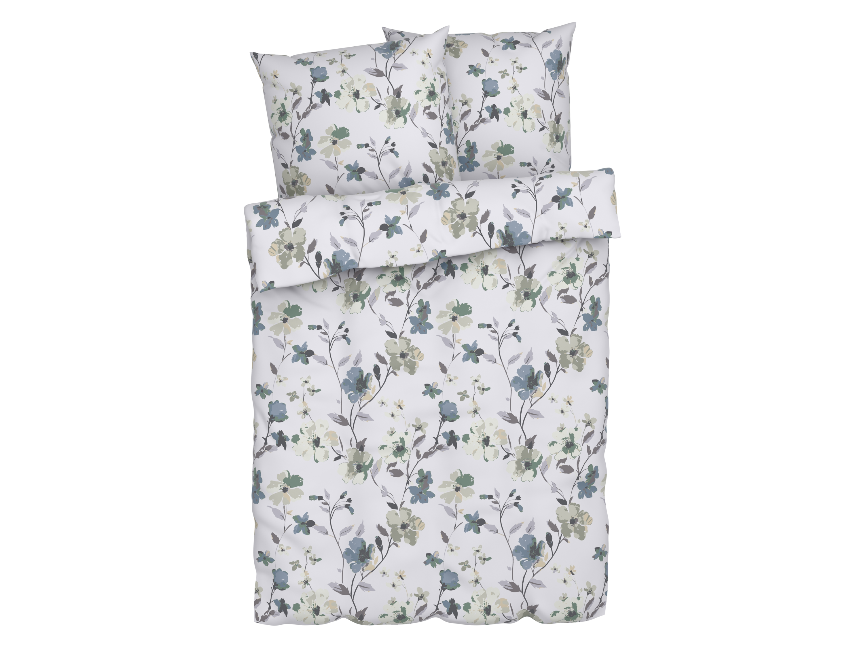 Livarno home Pościel z bawełny renforcé, 160 x 200 cm Kwiaty/ biały/ niebieski