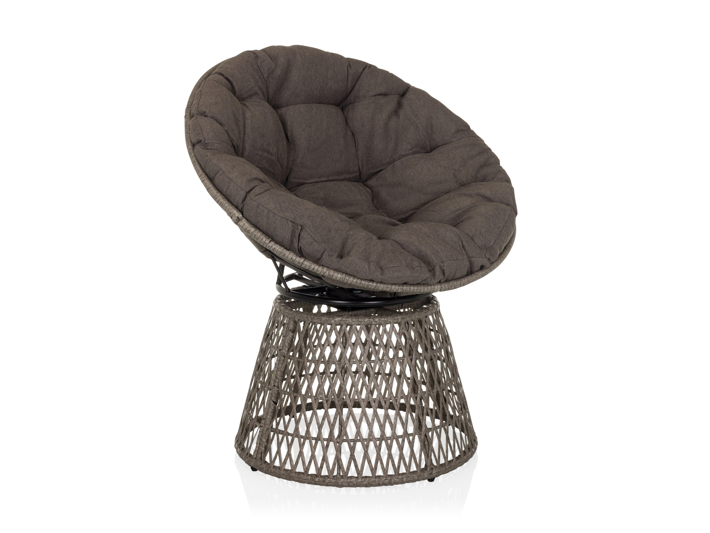 hjh Living Fotel Papasan obrotowy Weavora Outdoor Szary