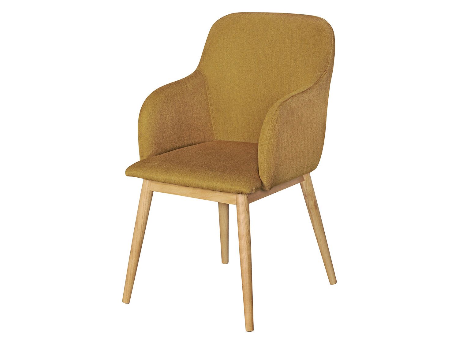 Krzesło do jadalni Wohnling »Skandi«, wysokie podłokietniki, retro, drewniane nogi curry