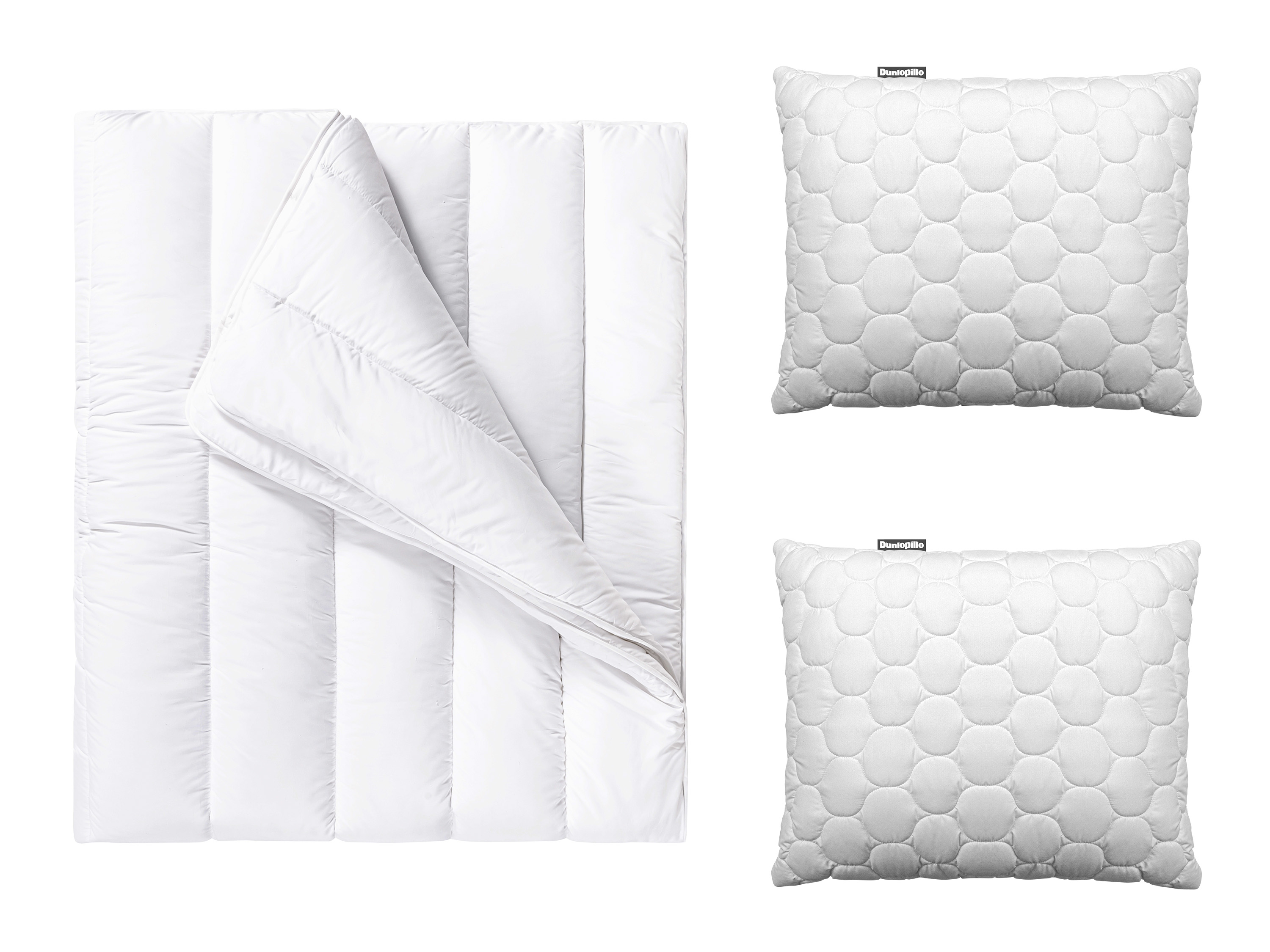 Dunlopillo Zestaw Kołdra pikowana, 220 x 200 cm ​​​​​​​z 2 poduszkami, 80 x 70 cm