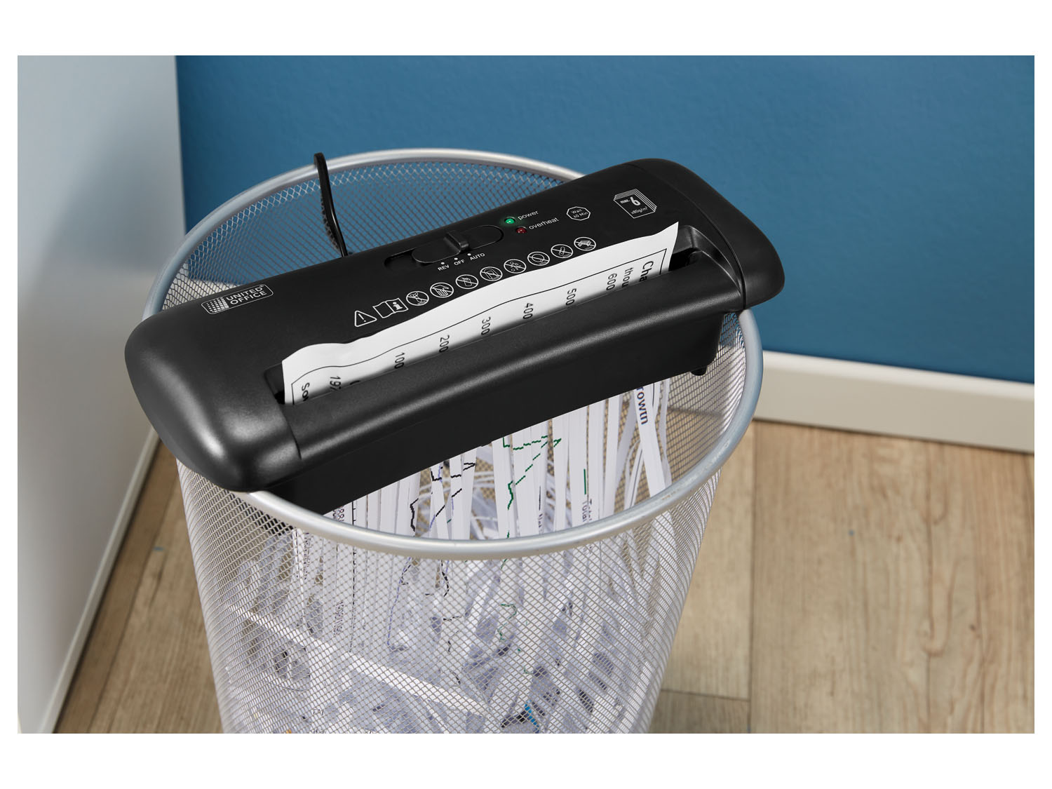 United Office Niszczarka dokumentów nakładana na kosz