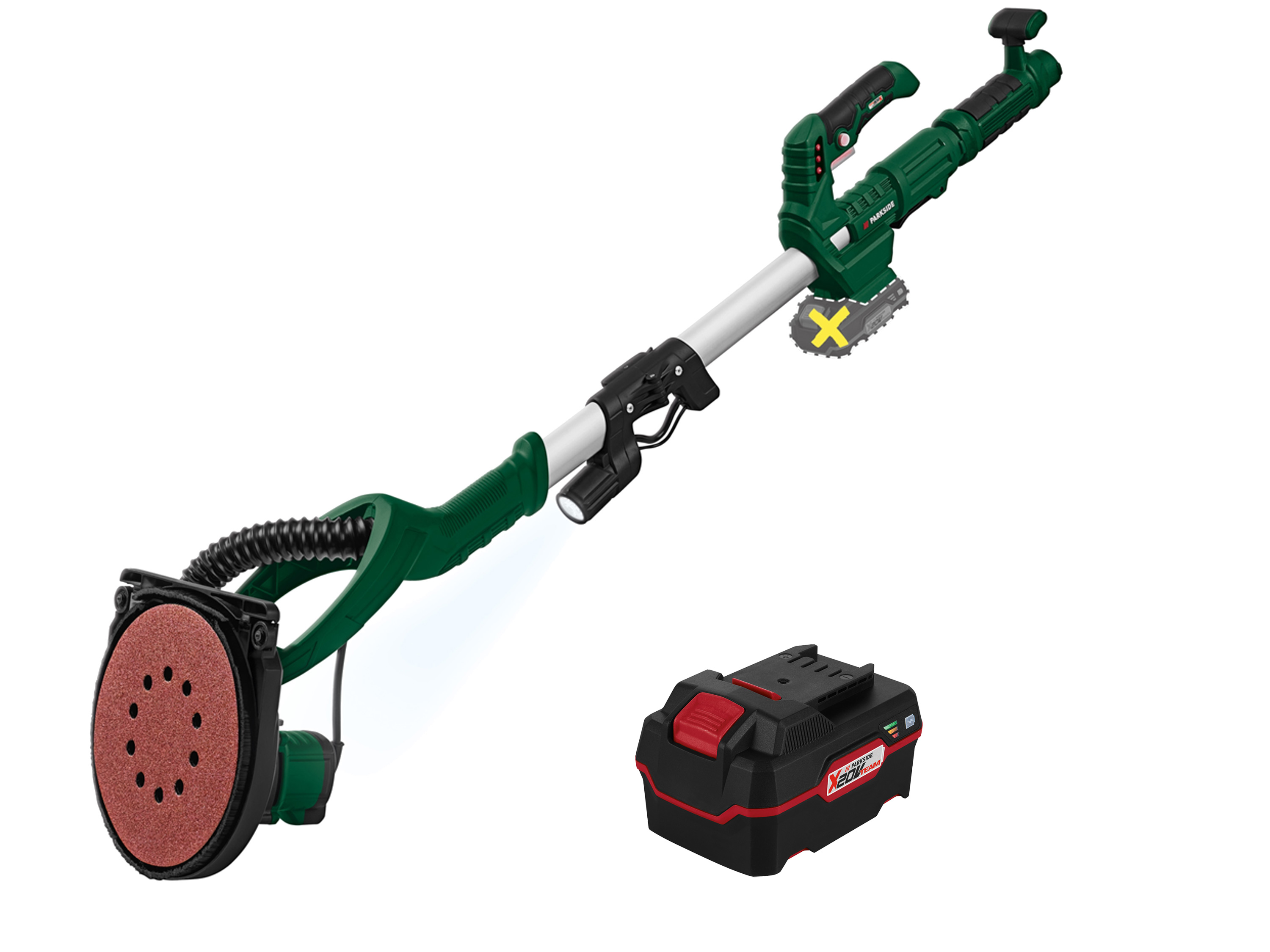 Parkside Zestaw Akumulatorowa szlifierka do ścian i sufitów 20 V z akumulatorem 4 Ah