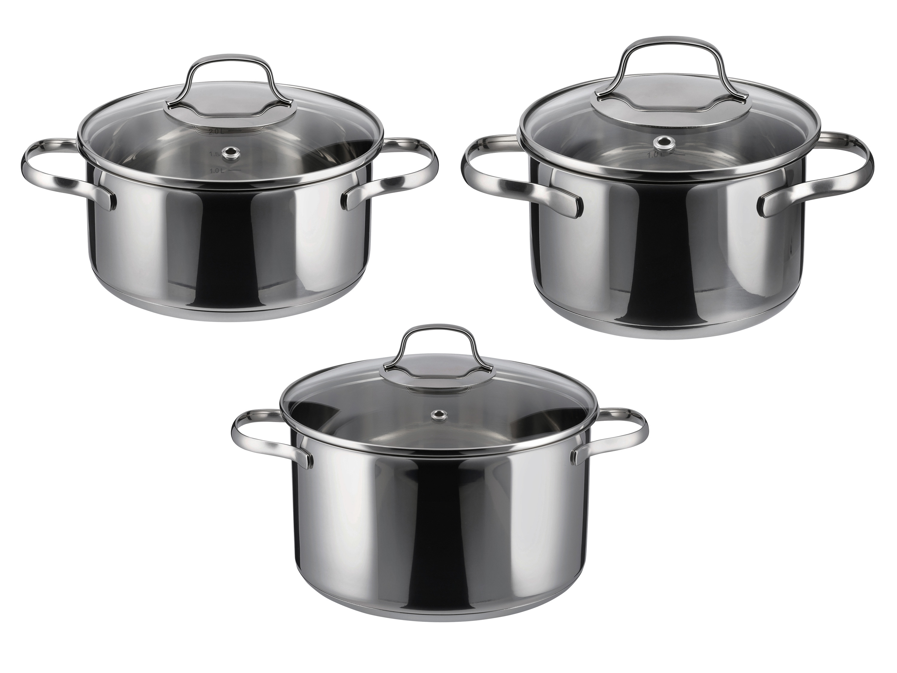 Silvercrest Zestaw 3 garnków ze stali szlachetnej z pokrywkami