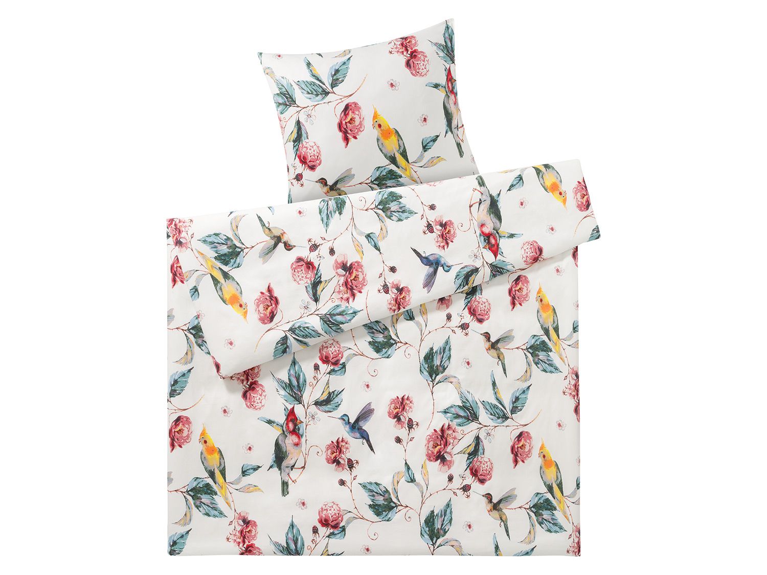 meradiso Pościel satynowa 140 x 200 cm, 1 komplet Kwiaty/czerwony/biały