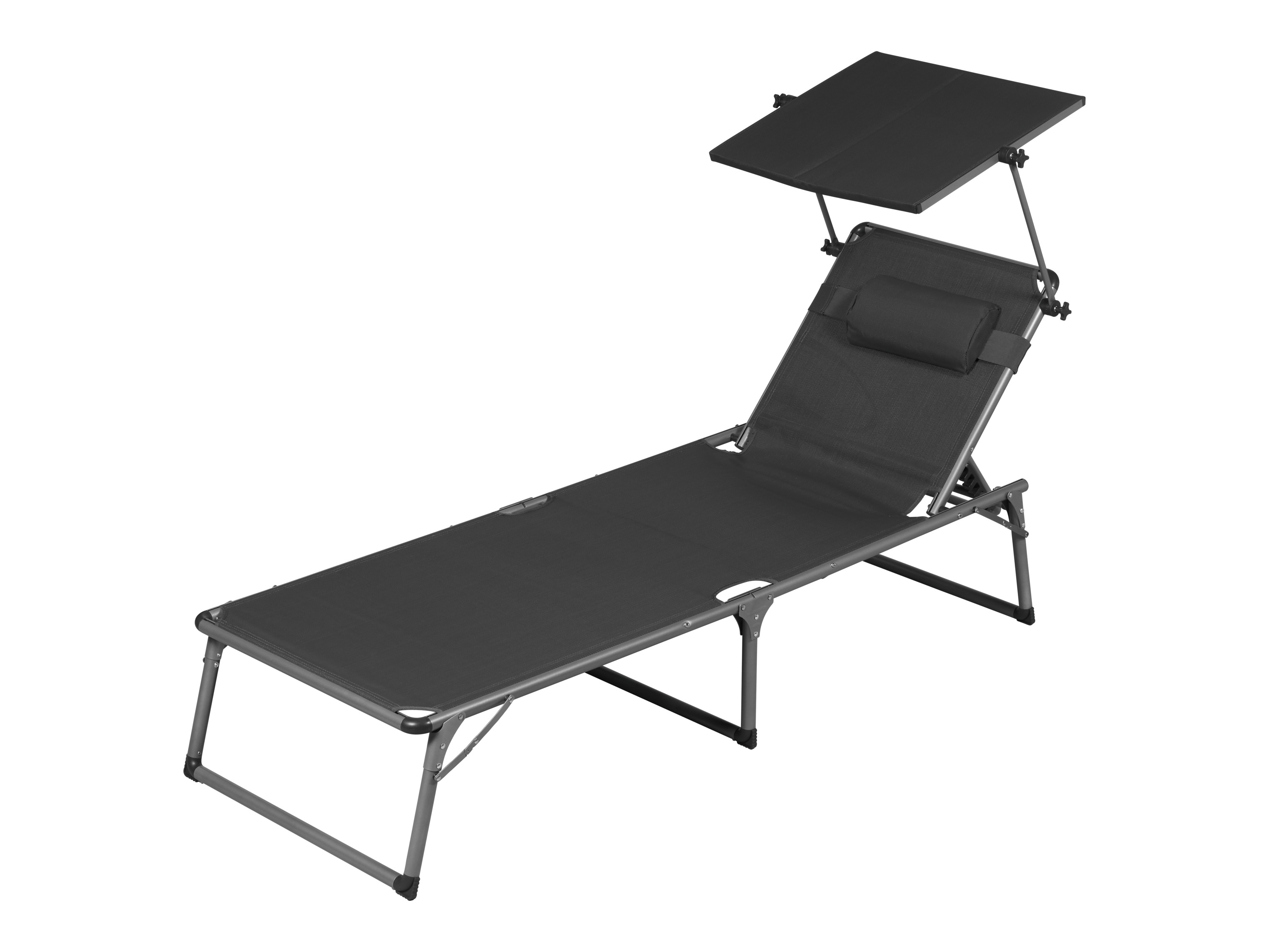 Livarno home Aluminiowy leżak ogrodowy Houston, z daszkiem przeciwsłonecznym, szary