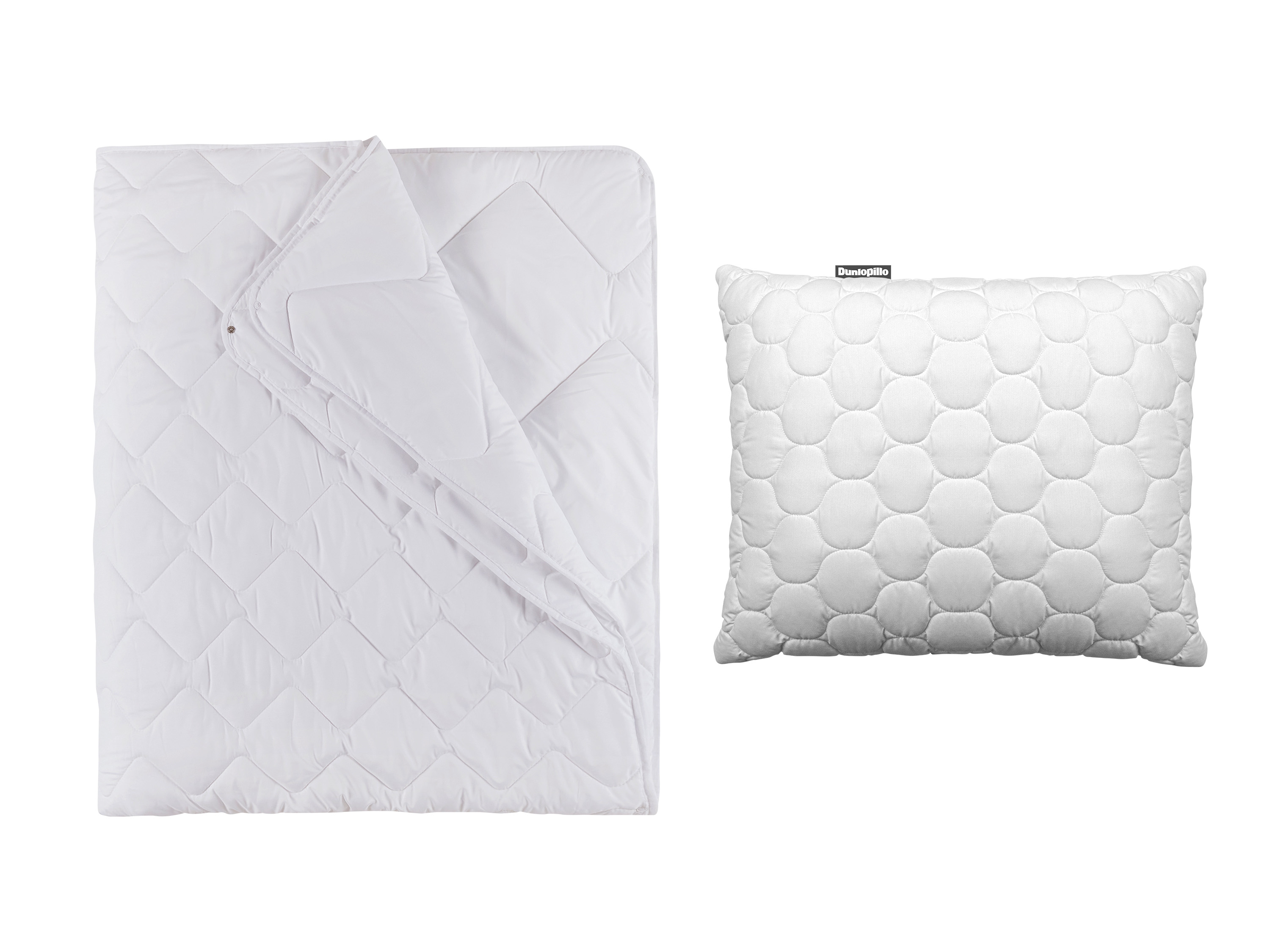 Dunlopillo Zestaw Dwuwarstwowa kołdra pikowana na 4 pory roku, 160 x 200 cm ​​​​​​​z poduszką, 80 x 70 cm