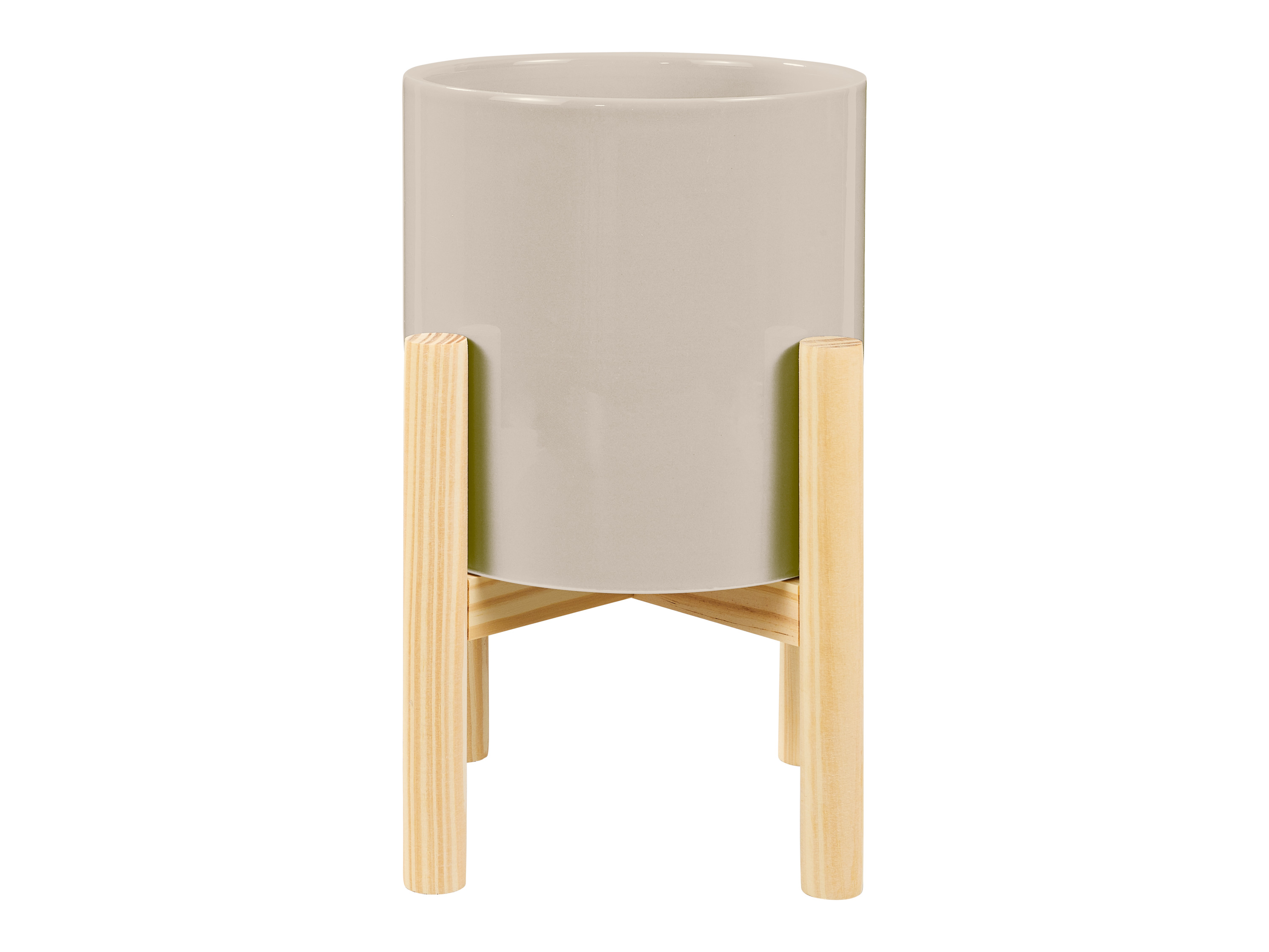 Livarno home Osłonka na doniczkę ze stelażem, z ceramiki i drewna sosnowego Brązowy