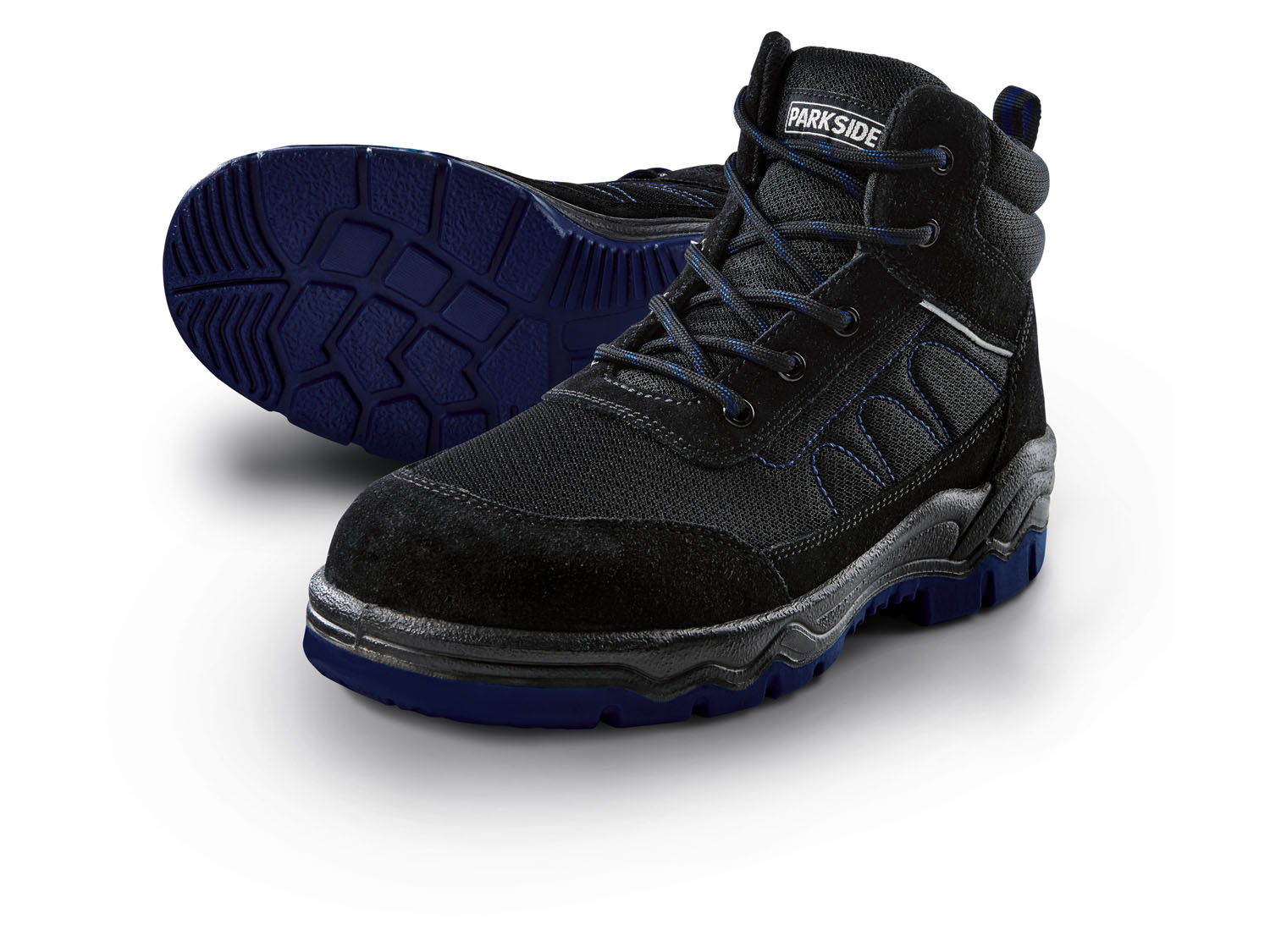 Parkside Obuwie ochronne męskie S3 ze skóry Czarny/ niebieski, 41