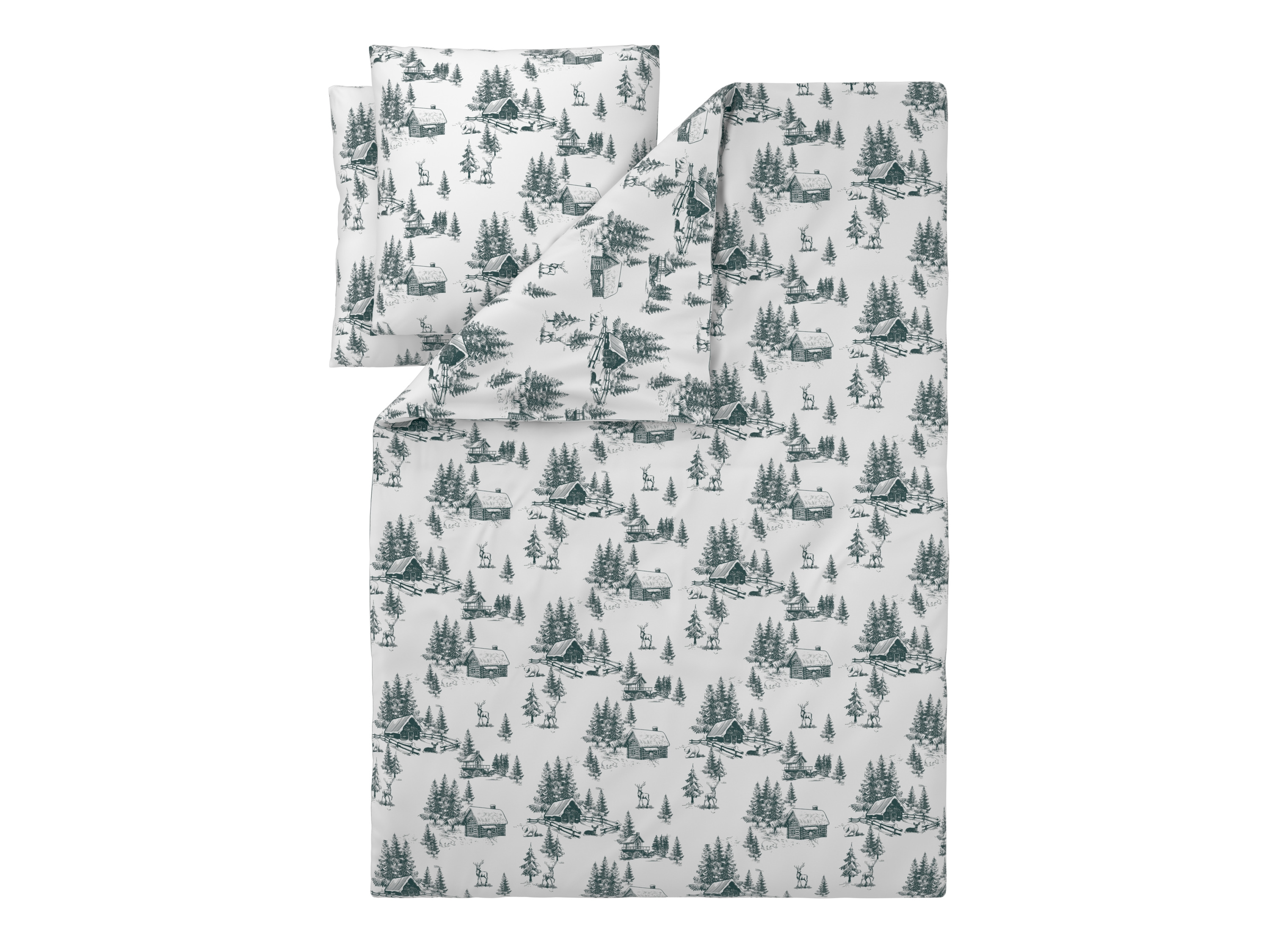 Livarno Pościel flanelowa, 220 x 200 cm Jodła/biały/zielony