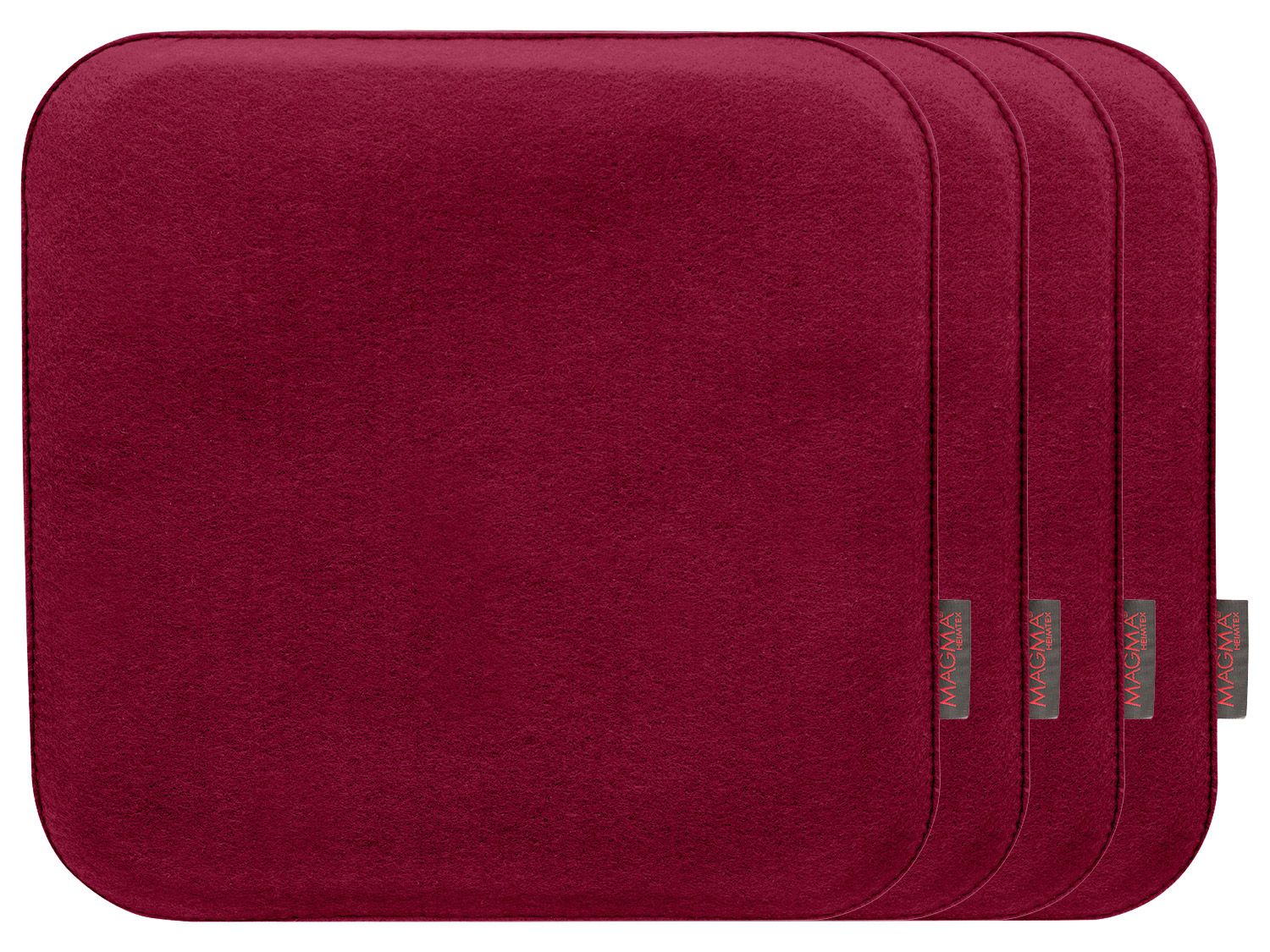 Komplet 4 poduszek na krzesło Magma Avaro Czworokątny, Bordowy