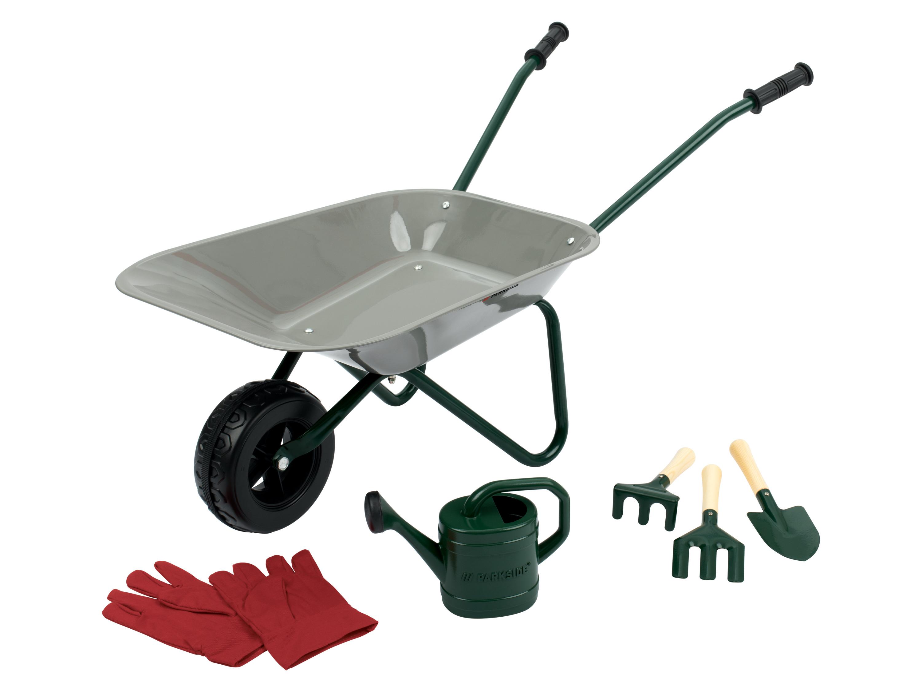 lupilu Taczka metalowa z narzędziami ogrodowymi, 7 elementów