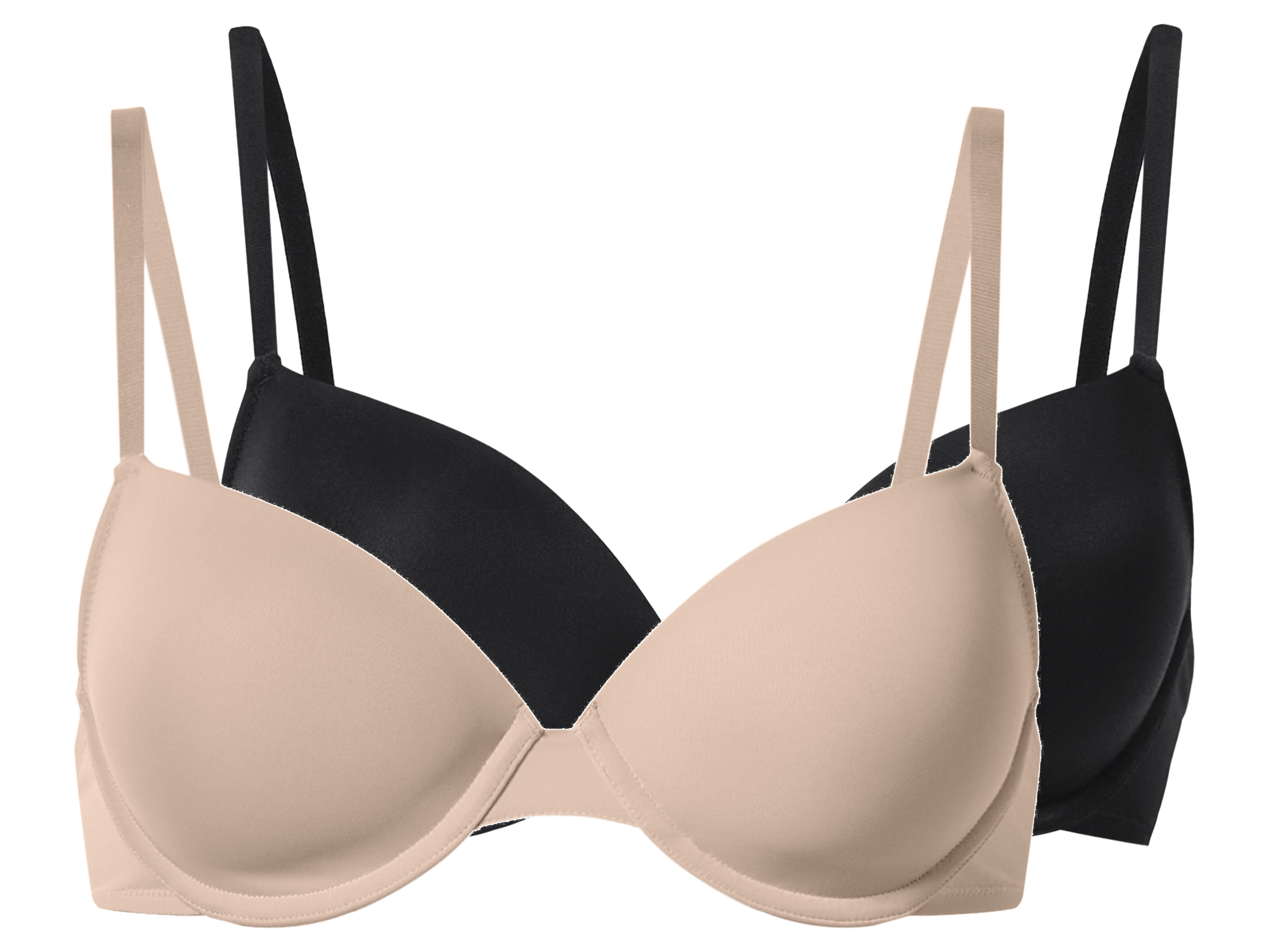 esmara Biustonosze damskie, 2 sztuki Czarny/ beżowy, 85C