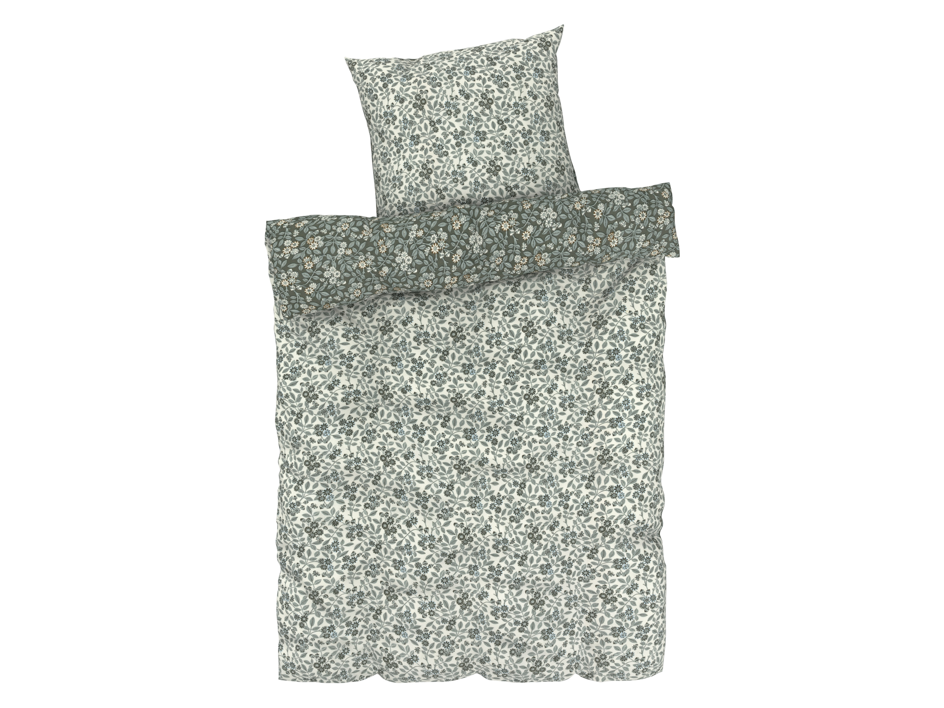 Livarno home Pościel z mikrowłókna satynowego, 140 x 200 cm Zielony/ biały/ w kwiaty